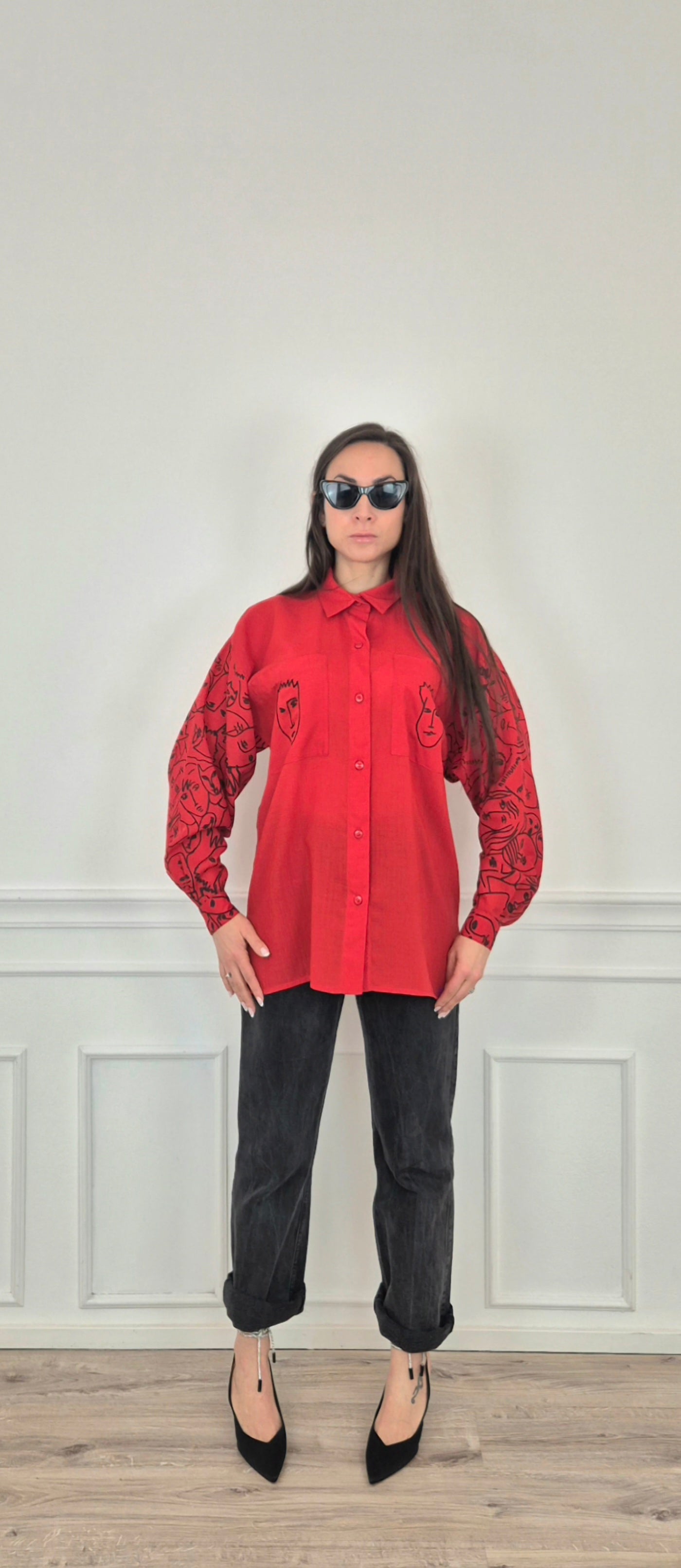 Jc de Castelbajac Ko and Co | Camicia rossa stampa facce