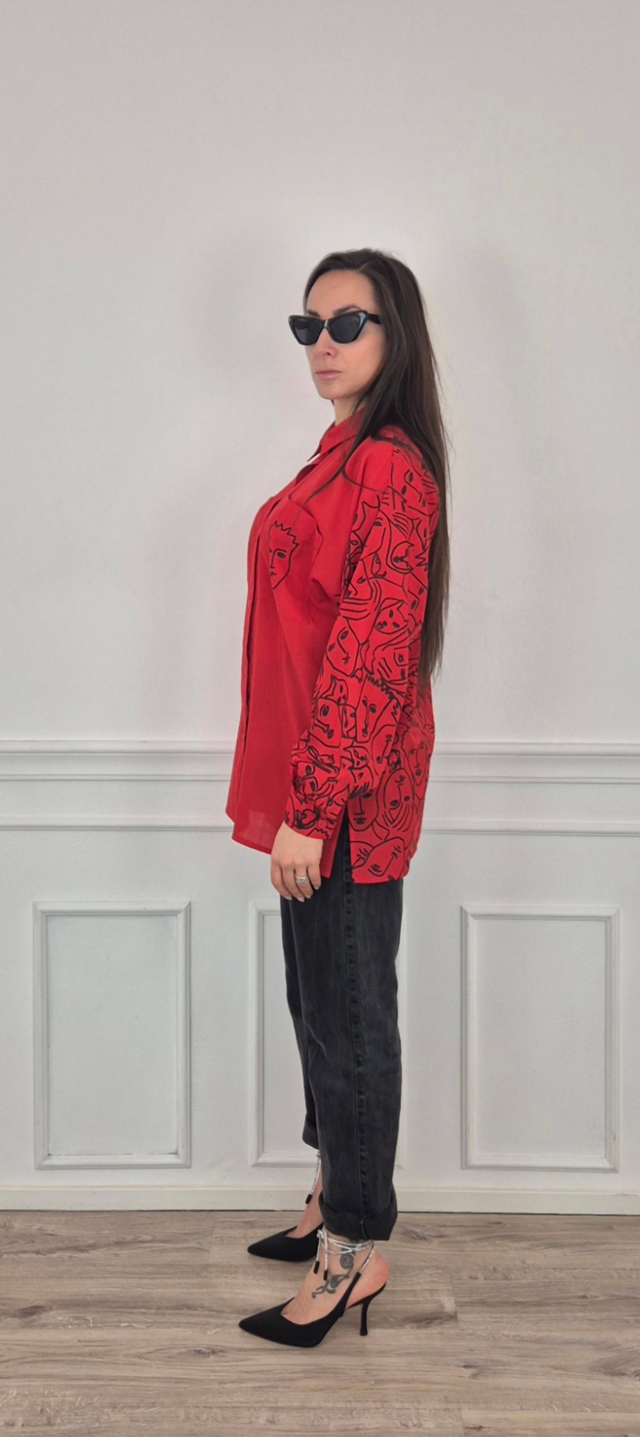 Jc de Castelbajac Ko and Co | Camicia rossa stampa facce