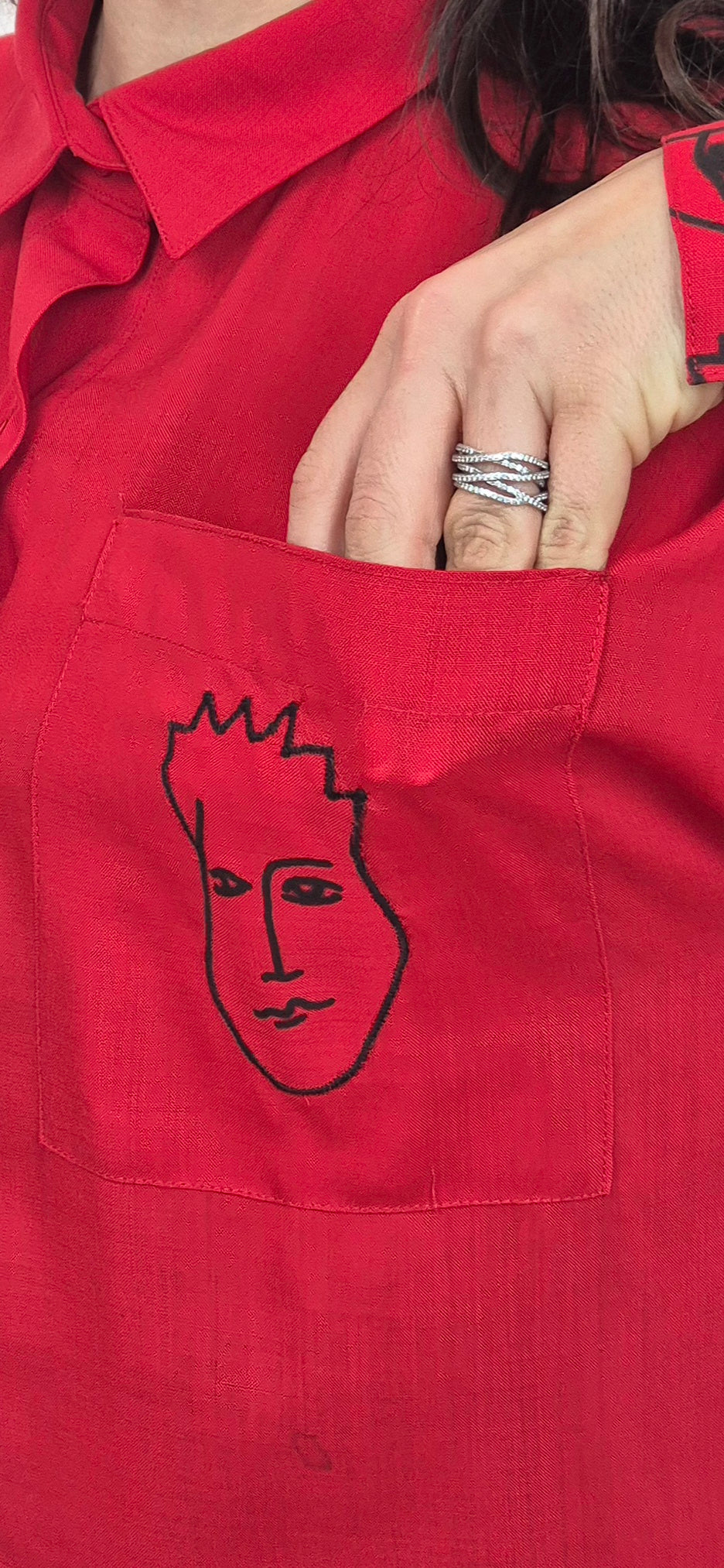 Jc de Castelbajac Ko and Co | Camicia rossa stampa facce