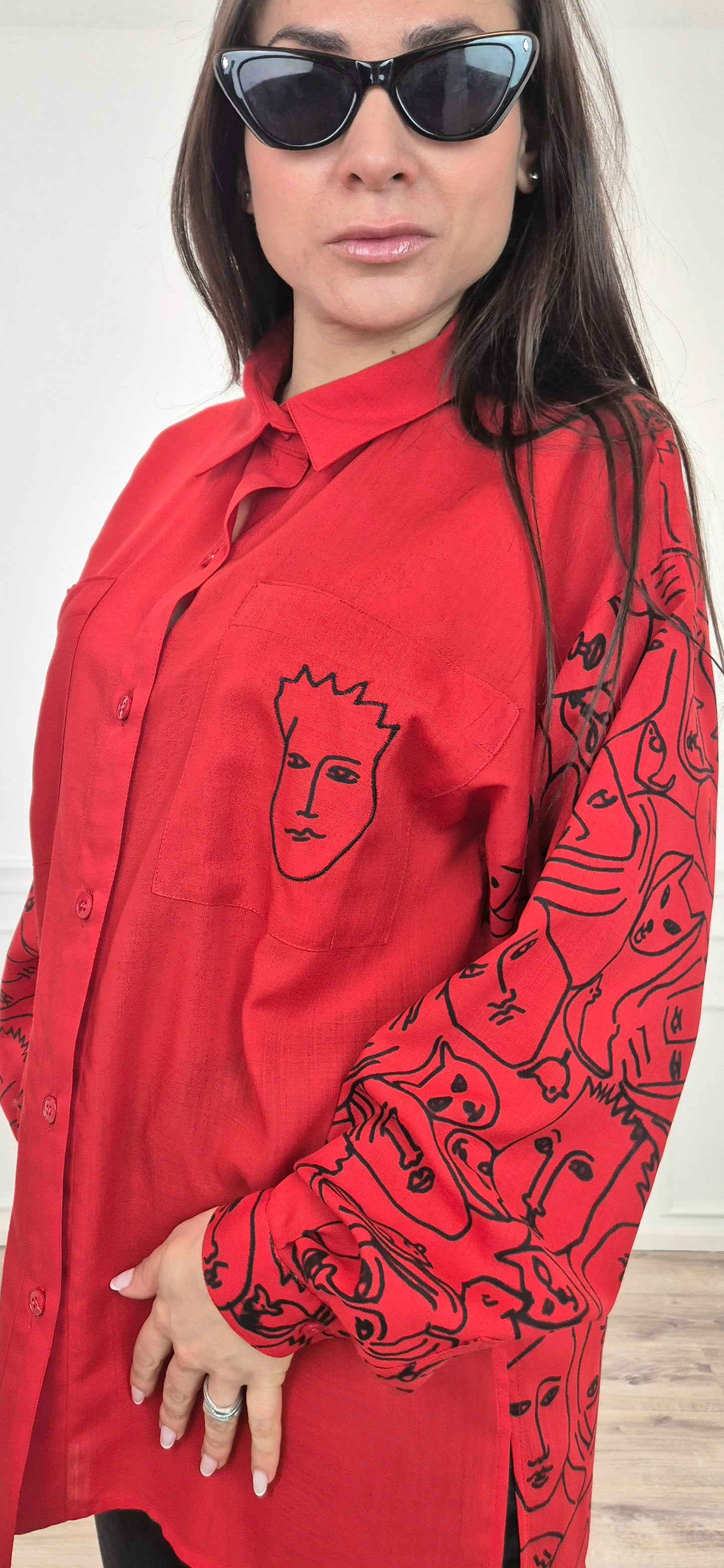 Jc de Castelbajac Ko and Co | Camicia rossa stampa facce