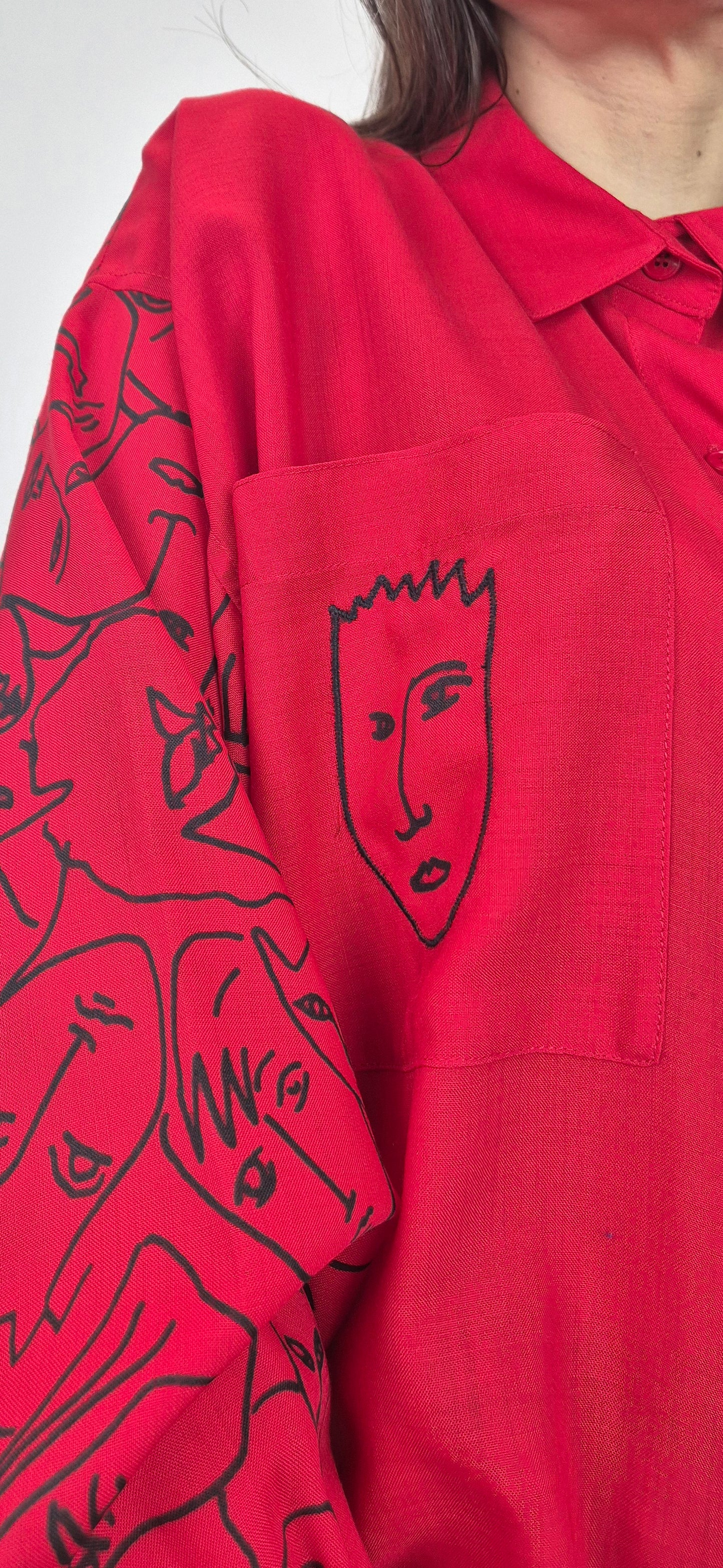 Jc de Castelbajac Ko and Co | Camicia rossa stampa facce