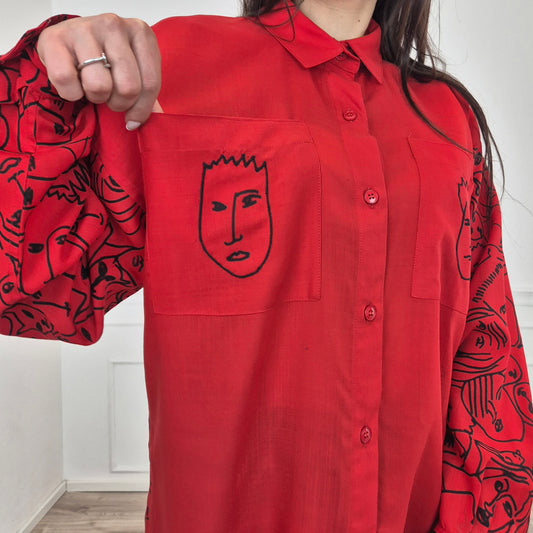Jc de Castelbajac Ko and Co | Camicia rossa stampa facce
