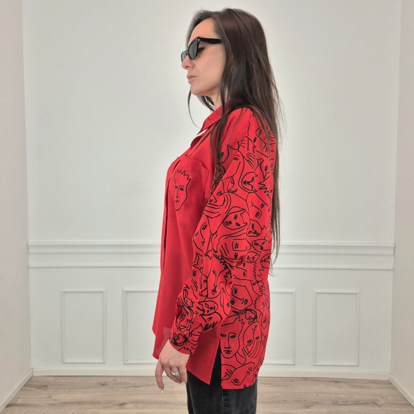 Jc de Castelbajac Ko and Co | Camicia rossa stampa facce