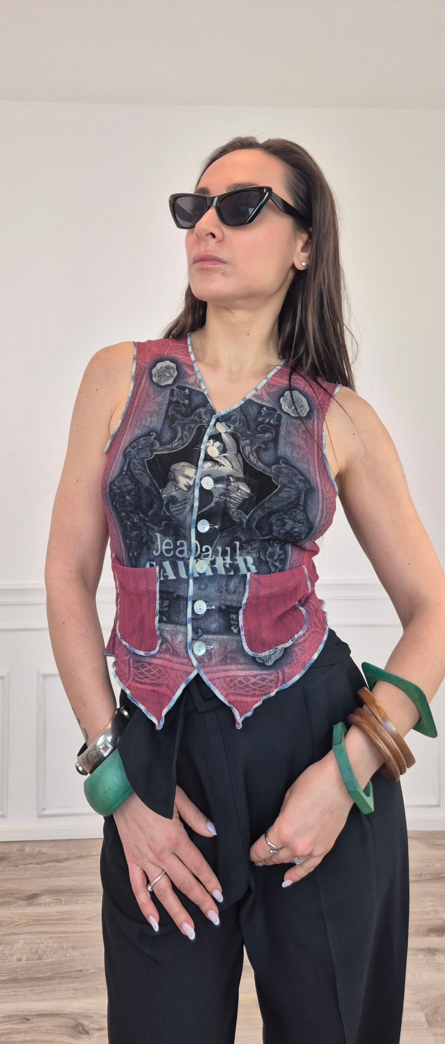 Jean Paul Gaultier Maille | Gilet in tessuto mesh 1995