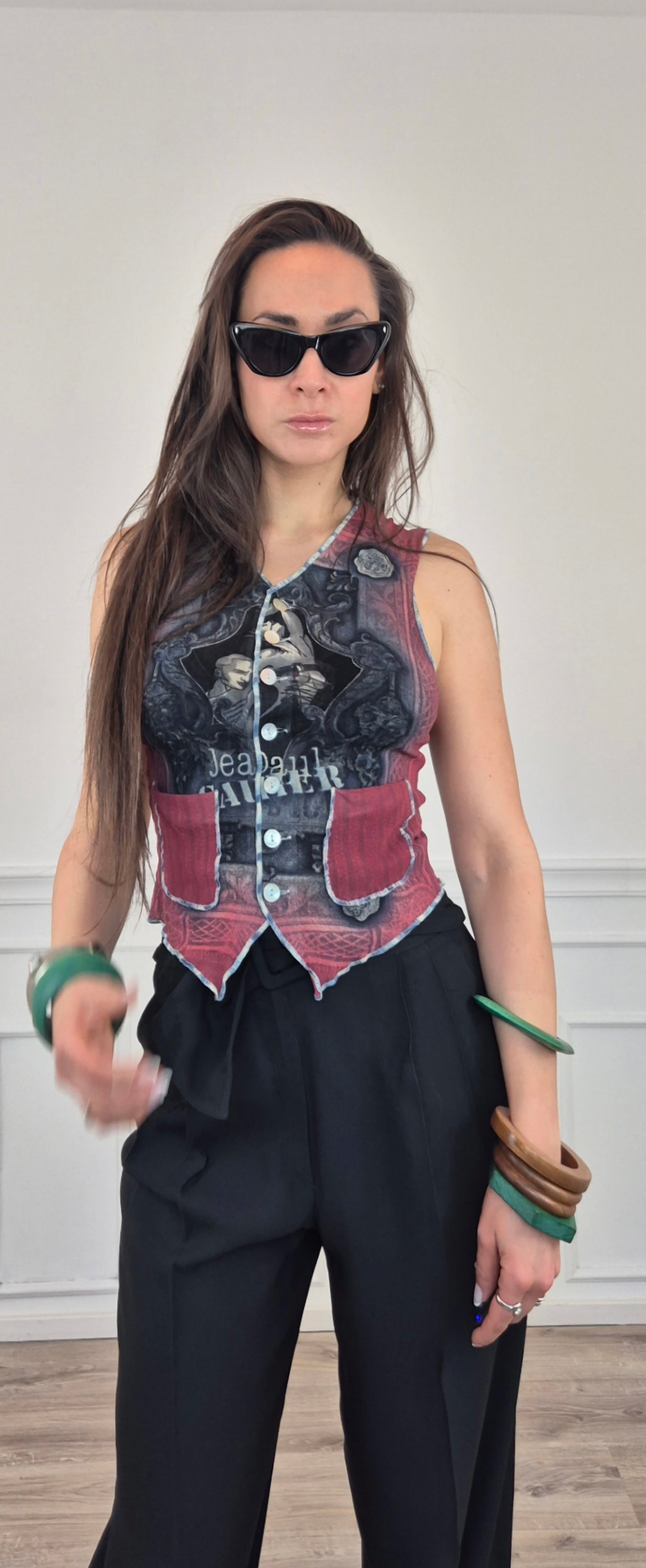 Jean Paul Gaultier Maille | Gilet in tessuto mesh 1995