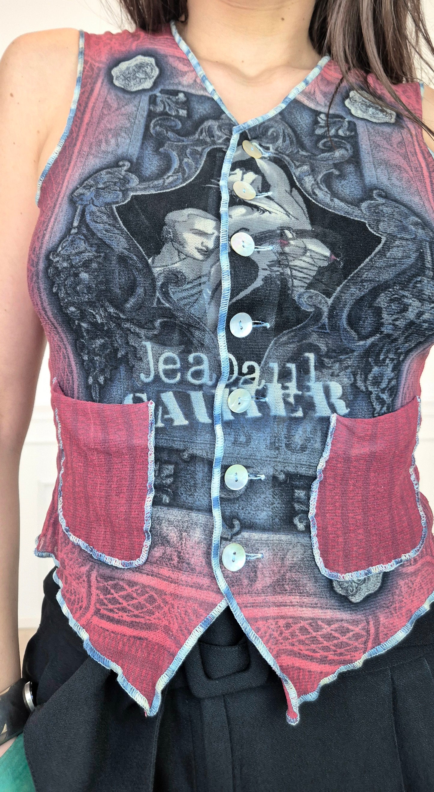 Jean Paul Gaultier Maille | Gilet in tessuto mesh 1995