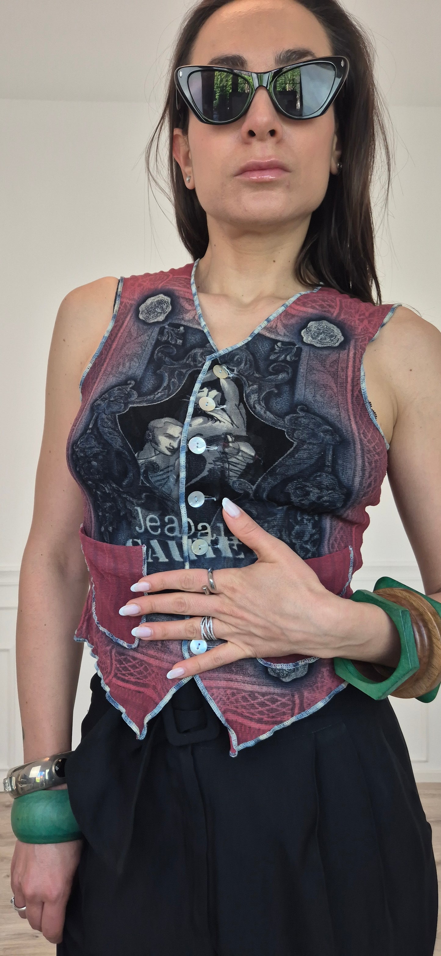 Jean Paul Gaultier Maille | Gilet in tessuto mesh 1995