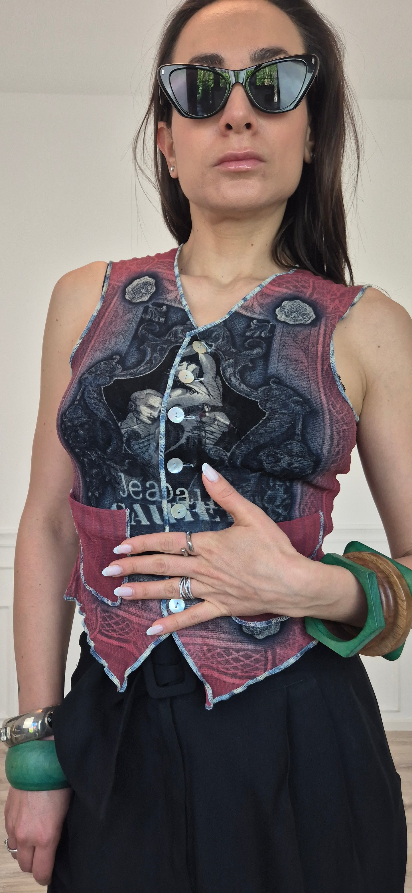 Jean Paul Gaultier Maille | Gilet in tessuto mesh 1995