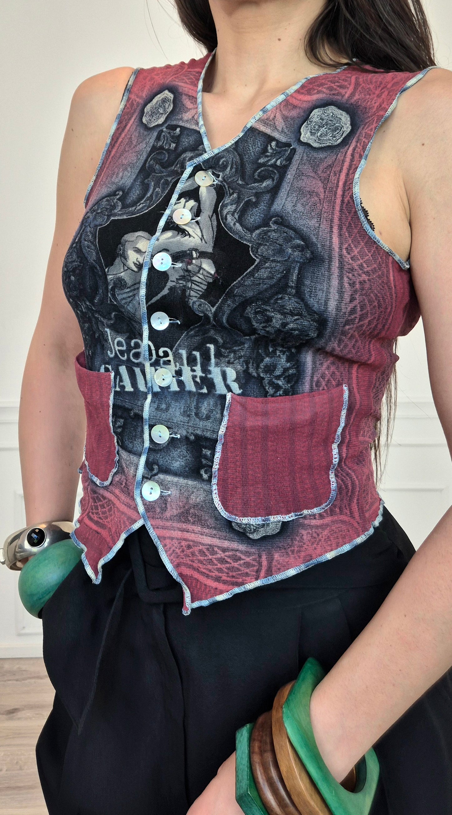Jean Paul Gaultier Maille | Gilet in tessuto mesh 1995