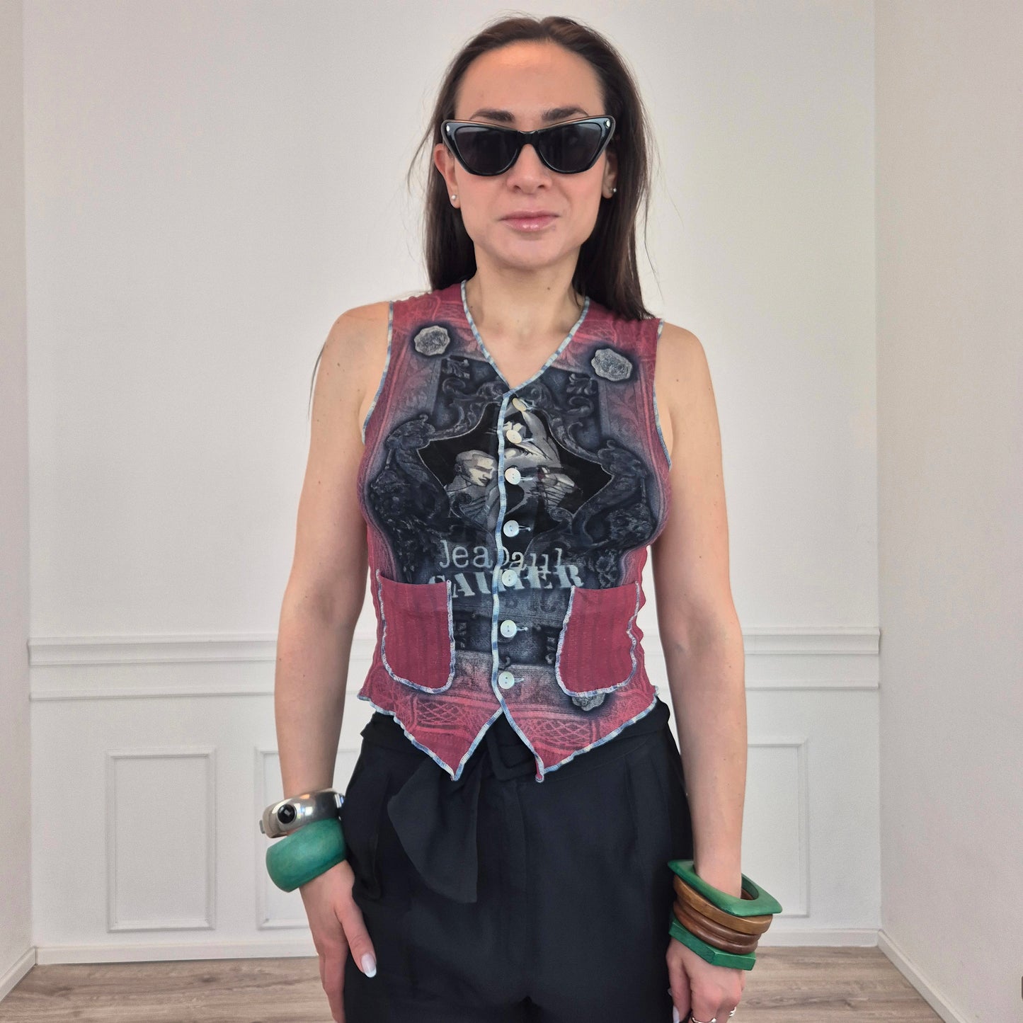 Jean Paul Gaultier Maille | Gilet in tessuto mesh 1995