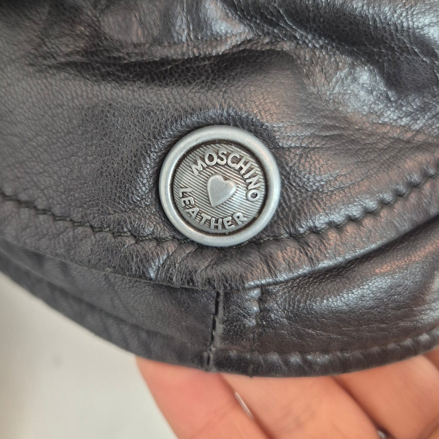 Moschino | Chiodo corto in pelle nera