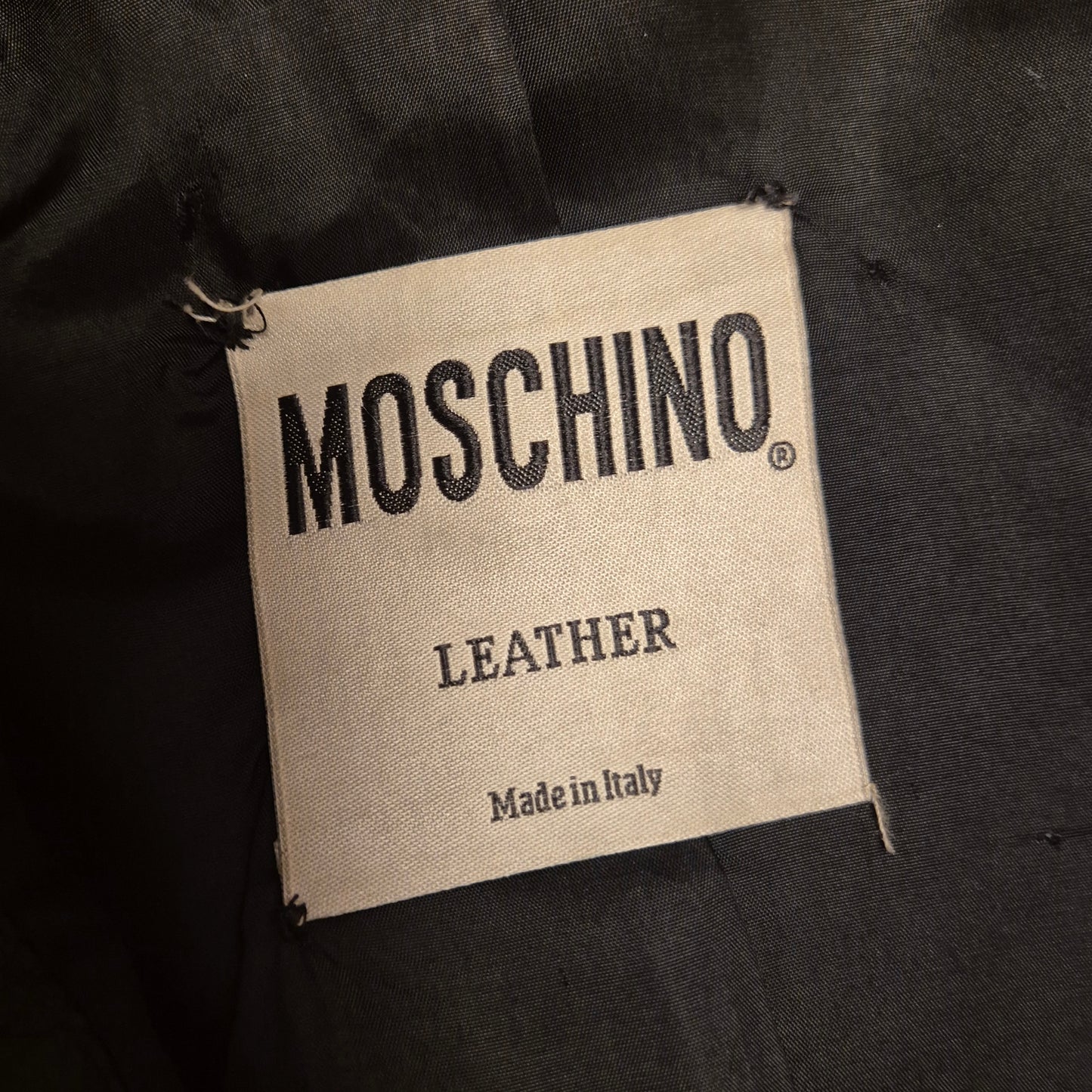 Moschino | Chiodo corto in pelle nera