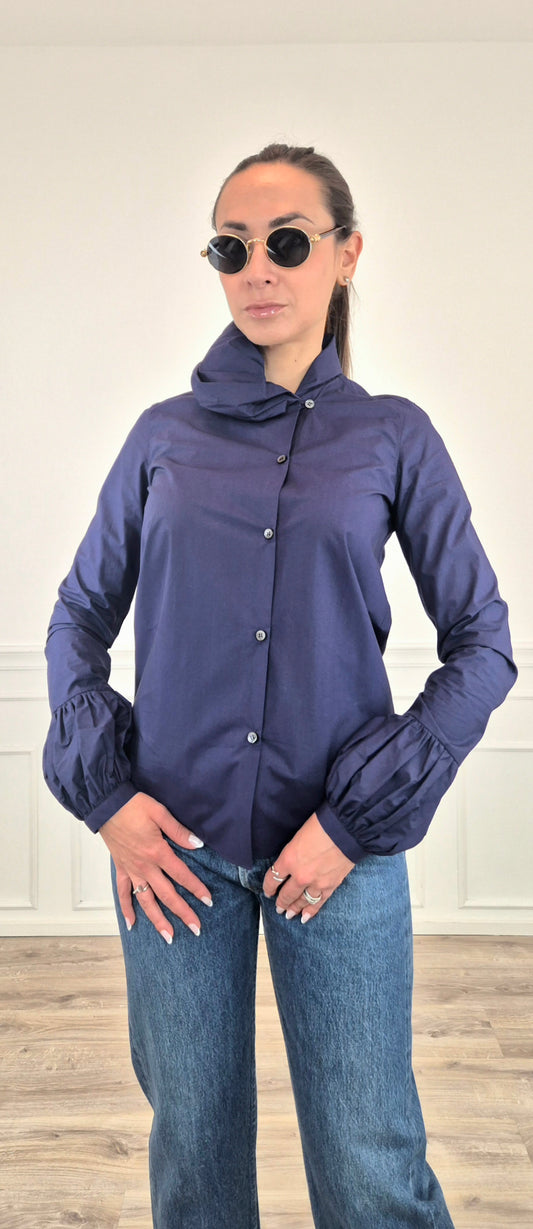 Io Ipse Idem Romeo Gigli | Camicia blu maniche a sbuffo