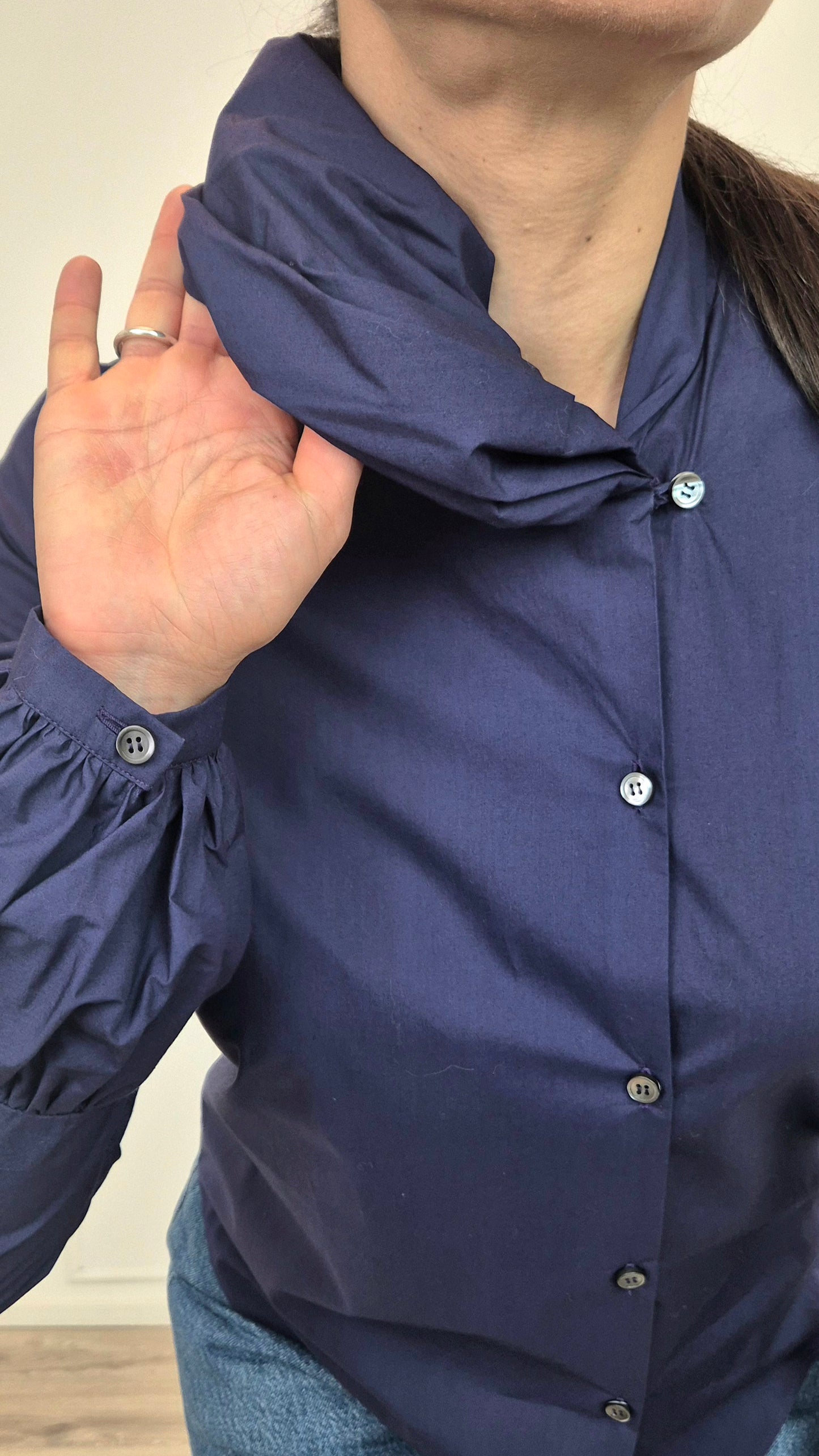 Io Ipse Idem Romeo Gigli | Camicia blu maniche a sbuffo