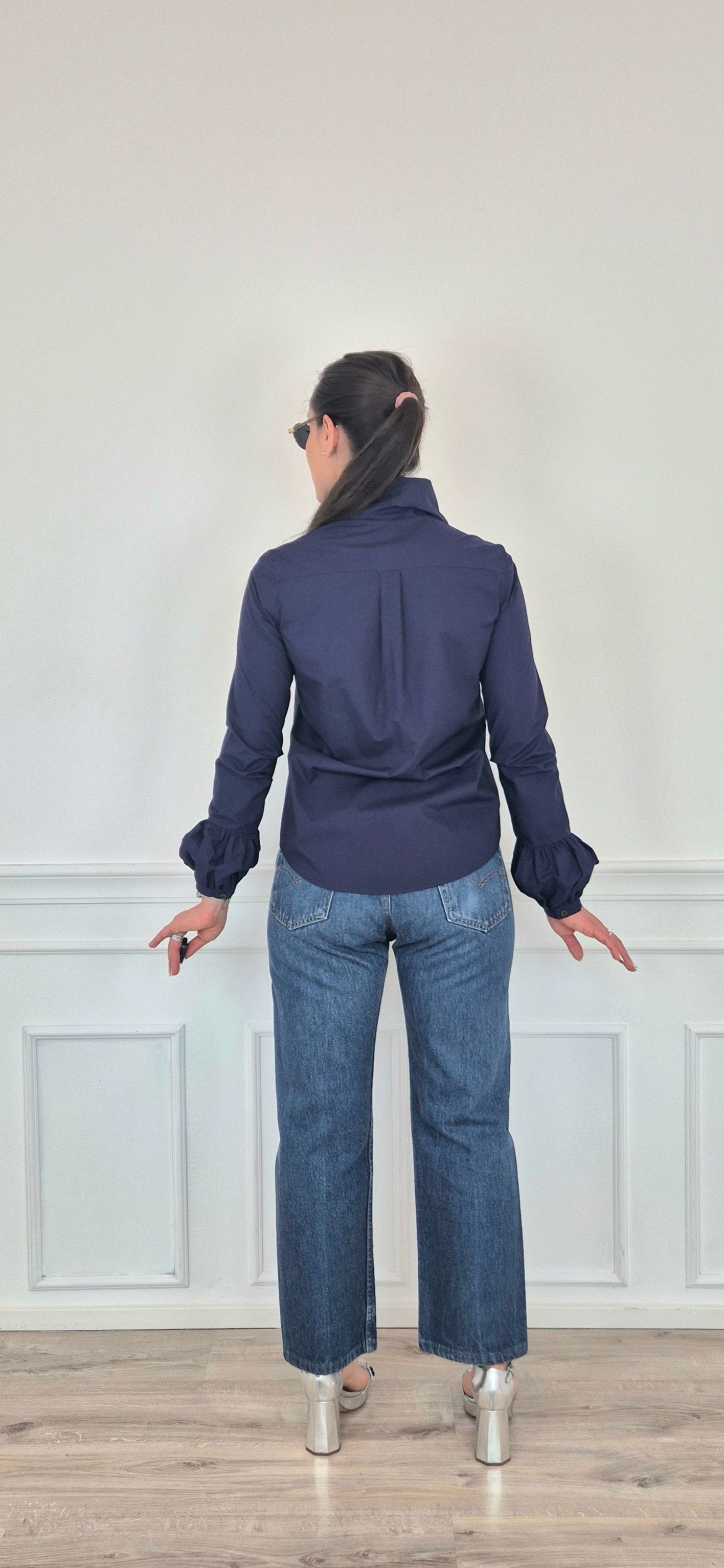 Io Ipse Idem Romeo Gigli | Camicia blu maniche a sbuffo