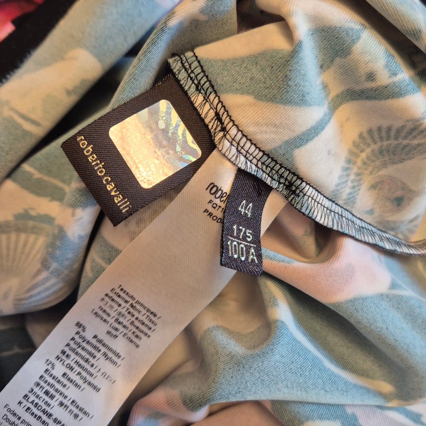Roberto Cavalli | Abito elasticizzato stampa fiori e carte