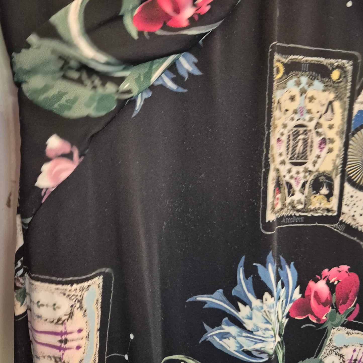 Roberto Cavalli | Abito elasticizzato stampa fiori e carte