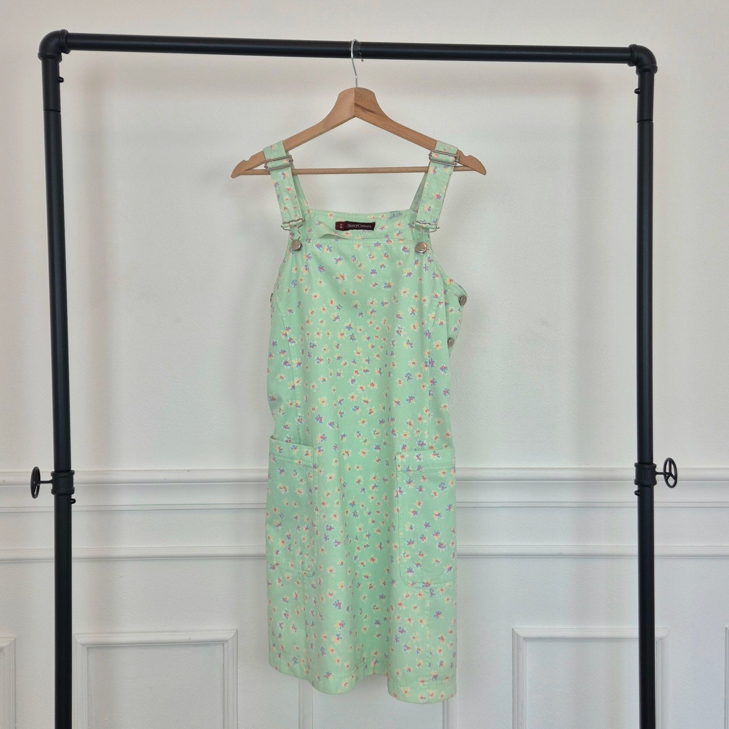 Henry Cotton's | Abito salopette denim turchese fiori