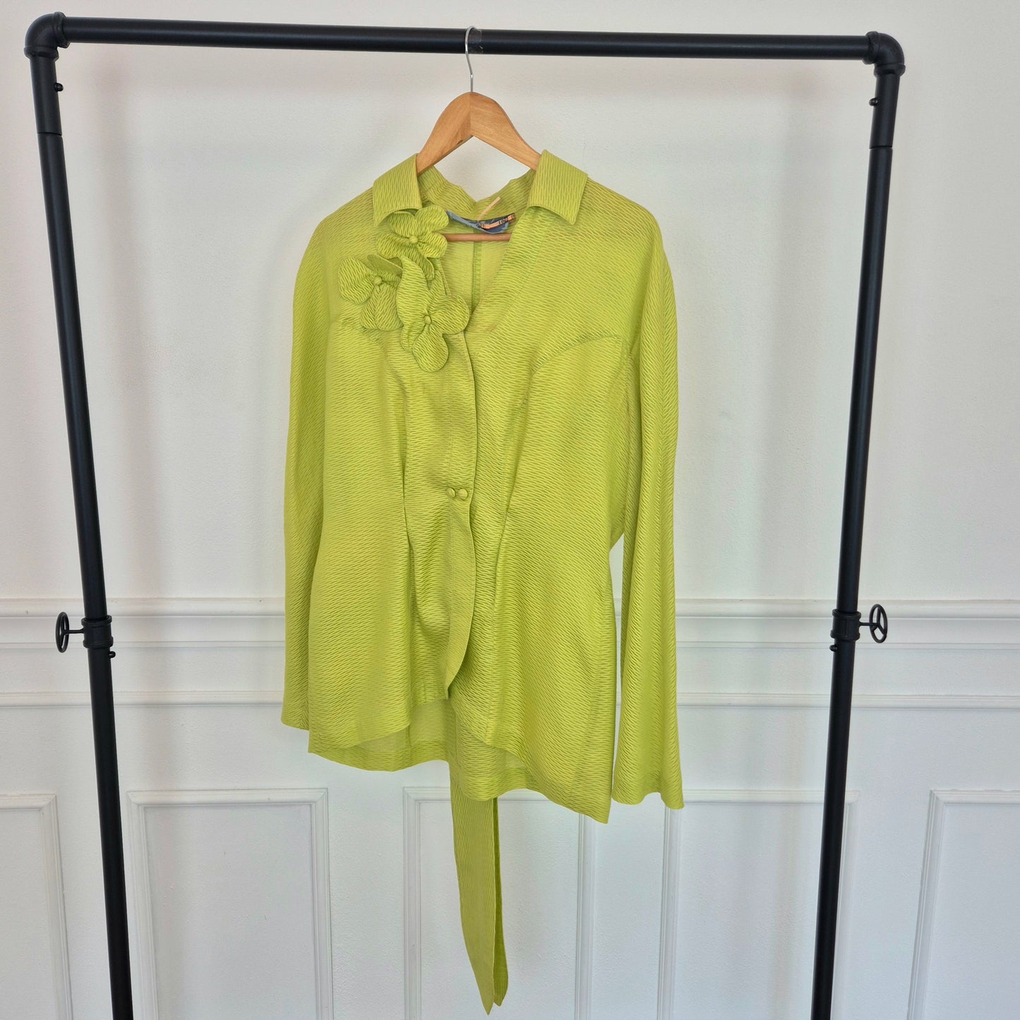 Thierry Mugler | Giacca verde acido fiori applicati