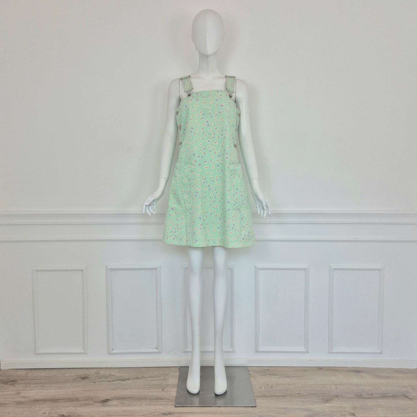 Henry Cotton's | Abito salopette denim turchese fiori
