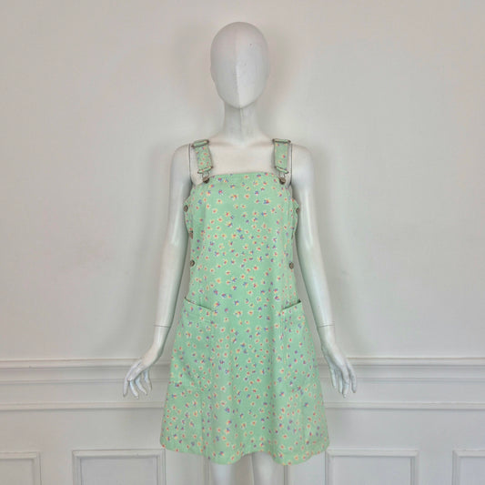 Henry Cotton's | Abito salopette denim turchese fiori