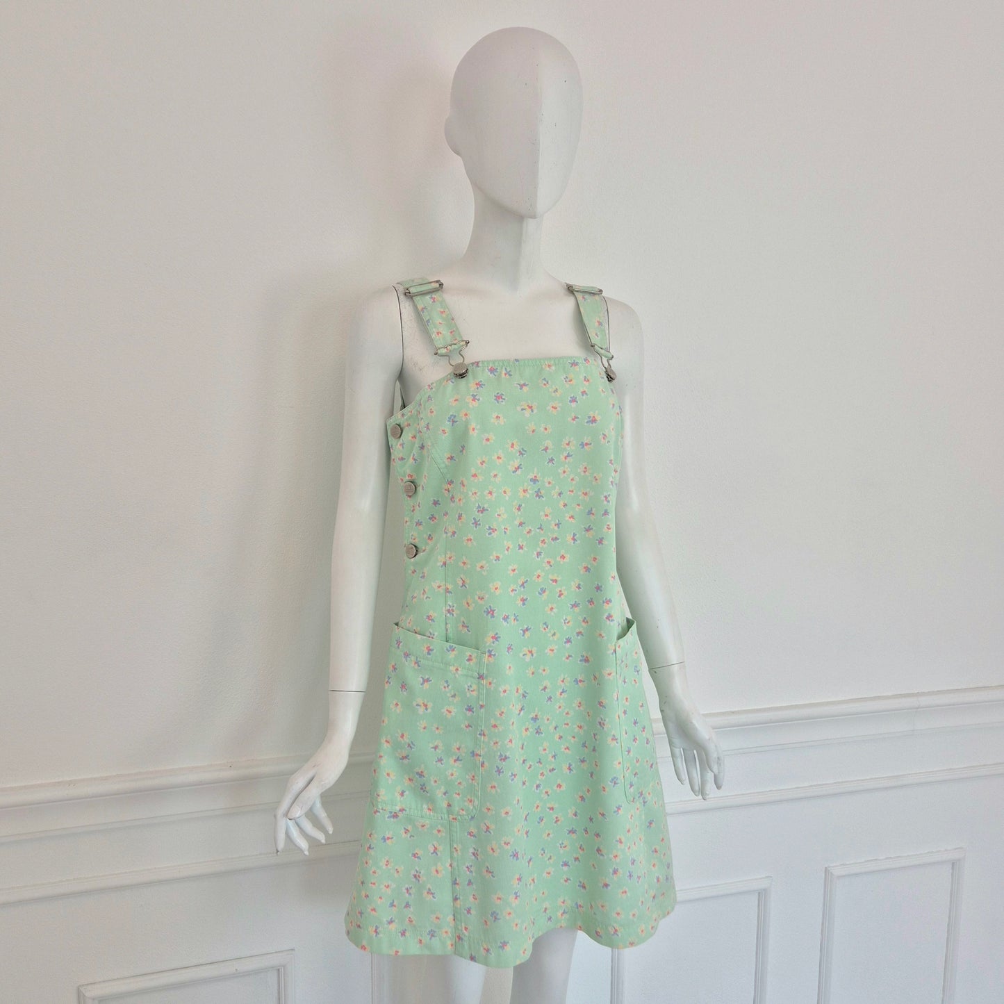 Henry Cotton's | Abito salopette denim turchese fiori
