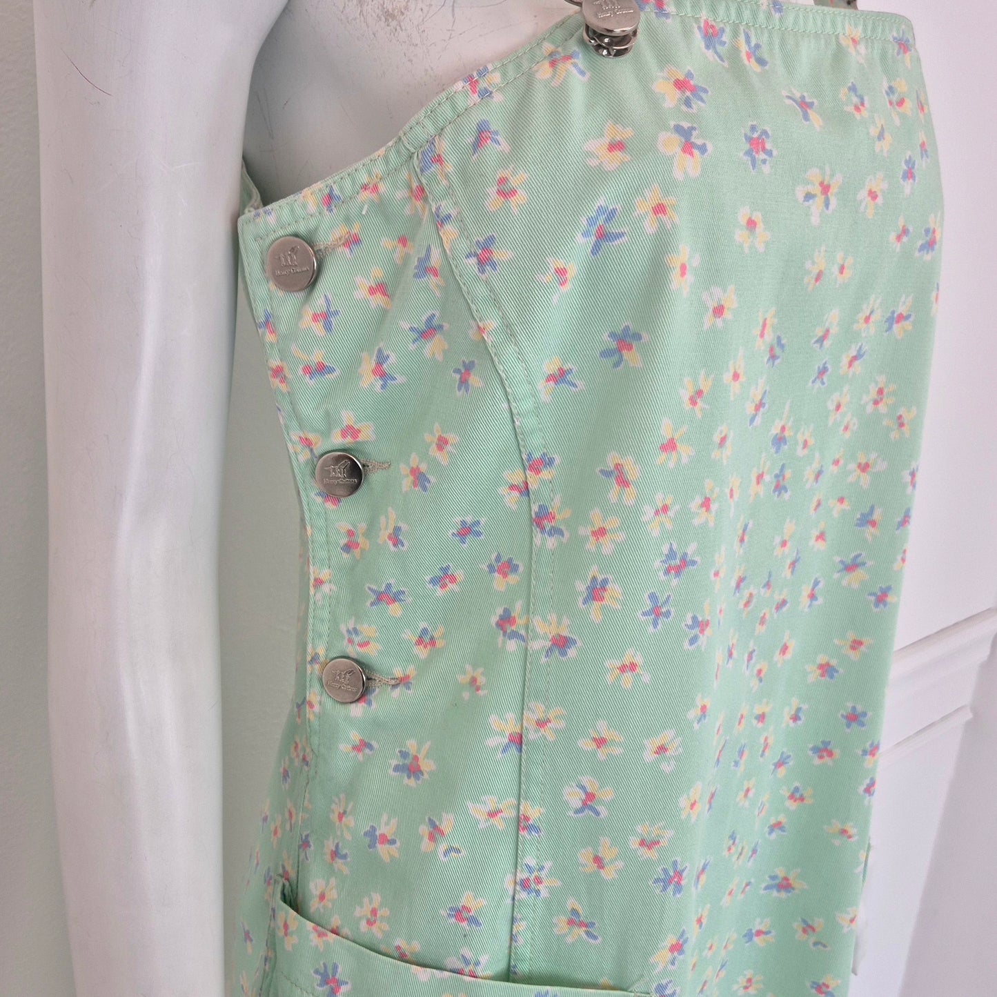 Henry Cotton's | Abito salopette denim turchese fiori