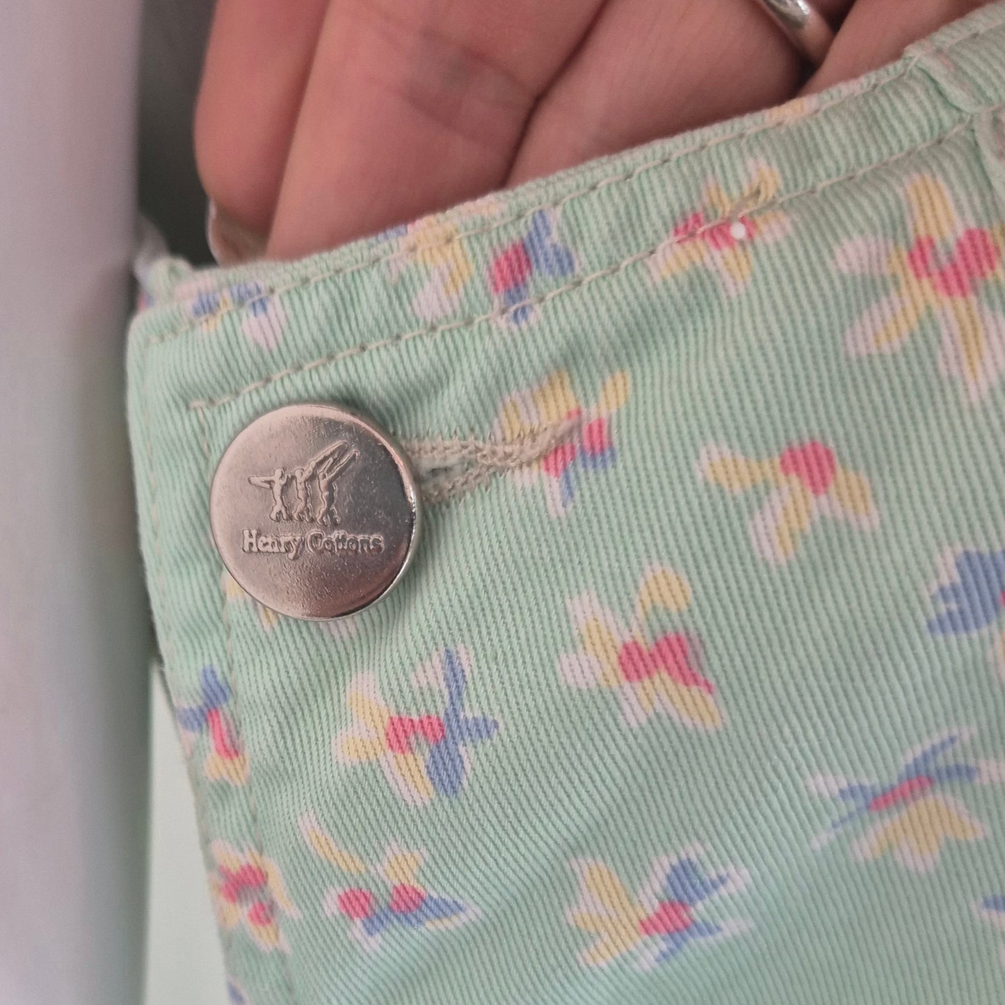 Henry Cotton's | Abito salopette denim turchese fiori