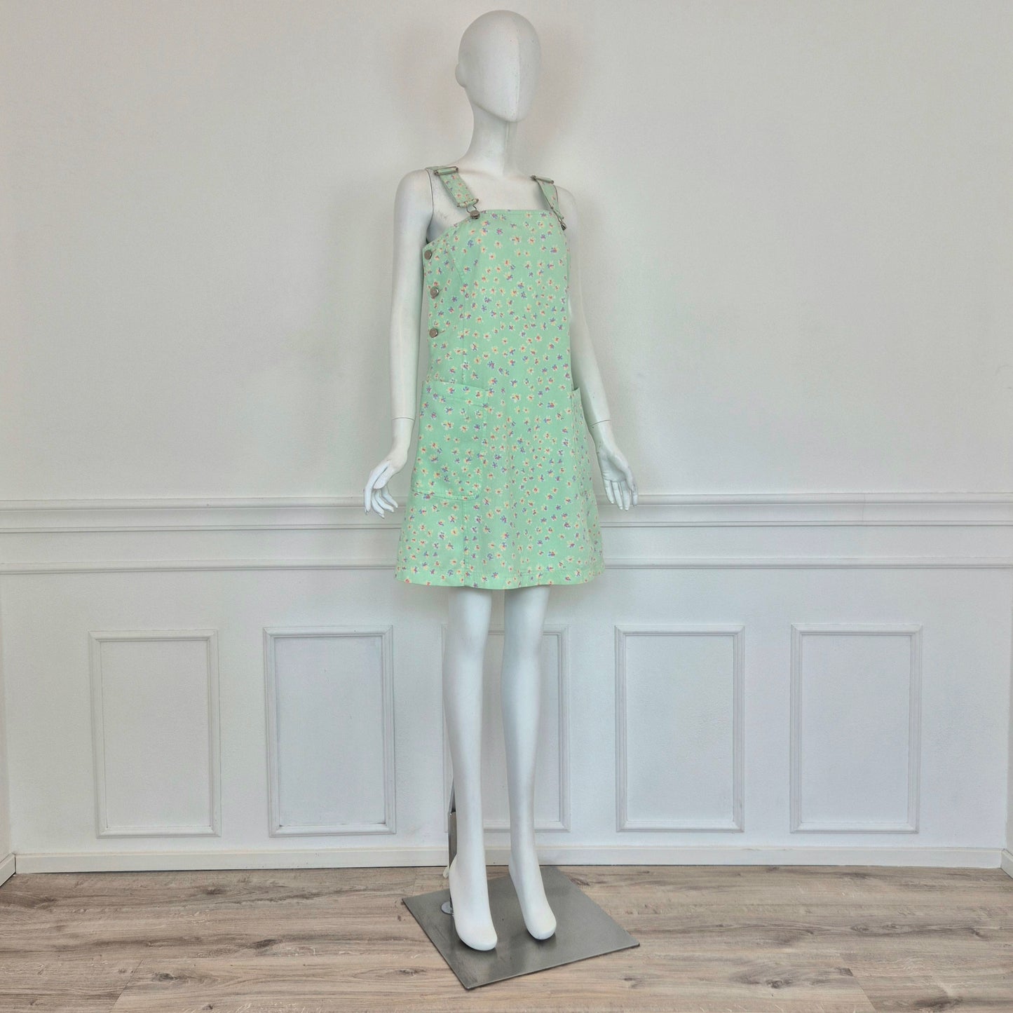 Henry Cotton's | Abito salopette denim turchese fiori