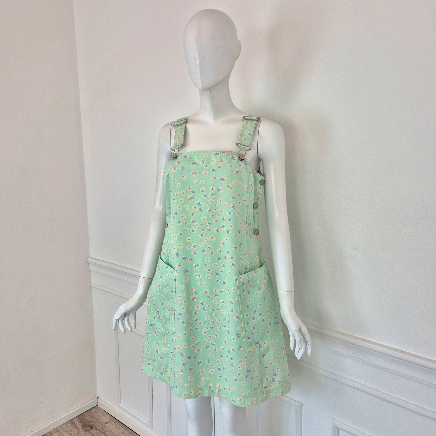 Henry Cotton's | Abito salopette denim turchese fiori