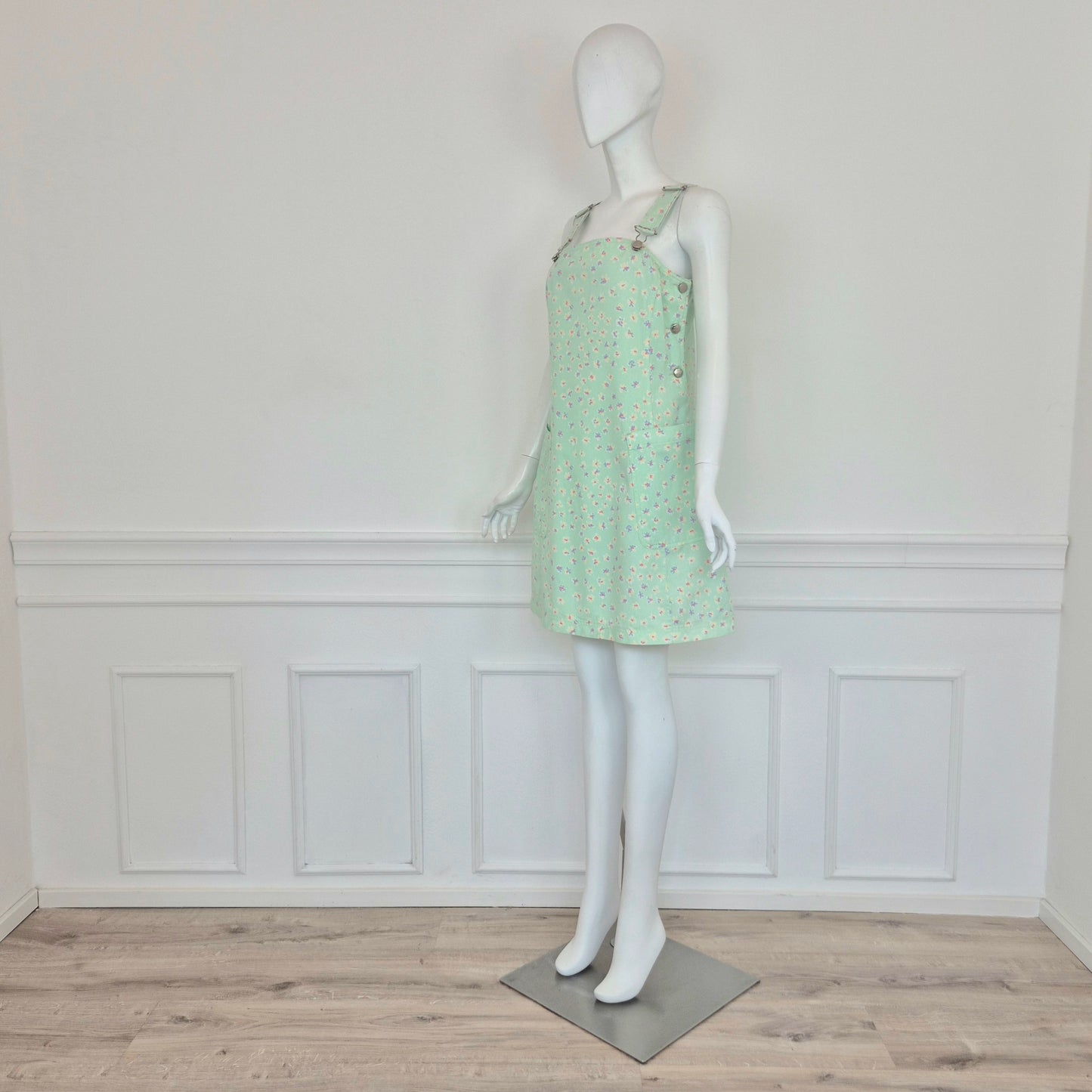 Henry Cotton's | Abito salopette denim turchese fiori