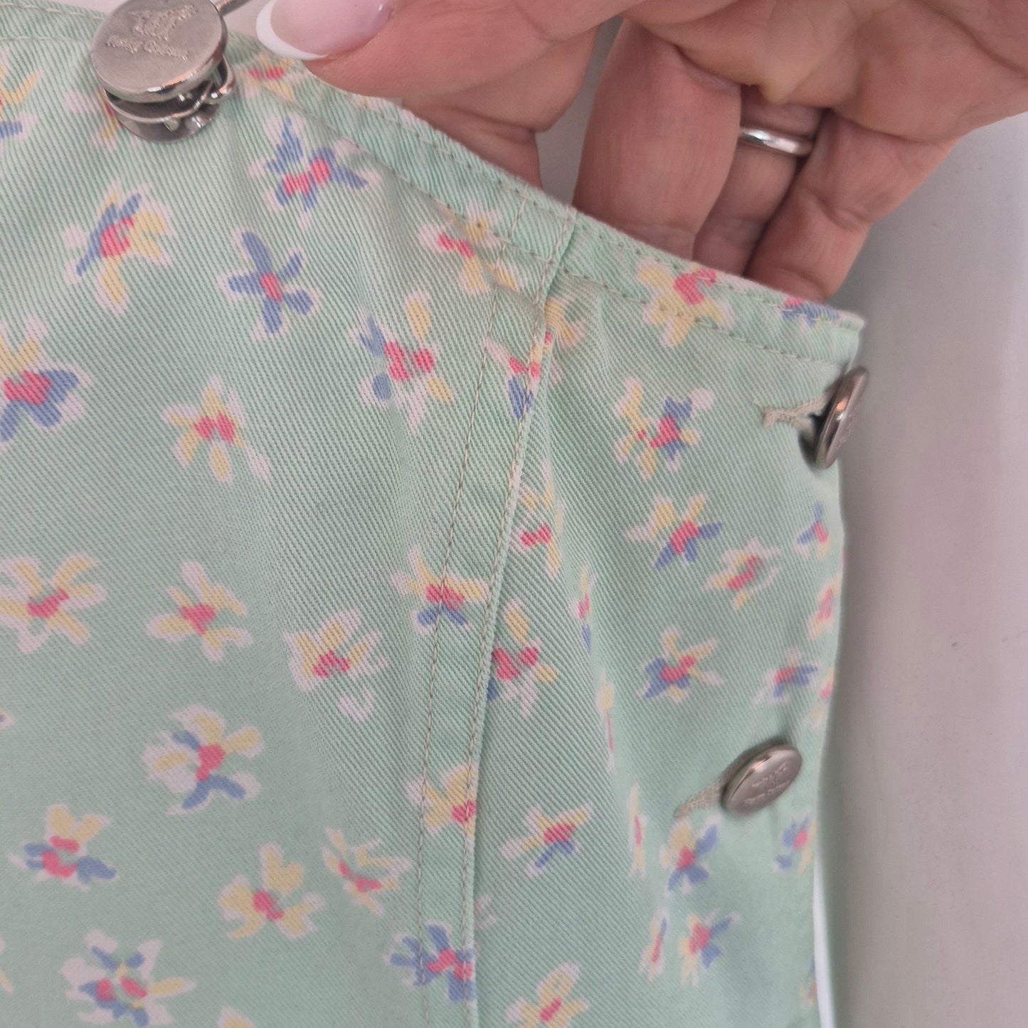 Henry Cotton's | Abito salopette denim turchese fiori