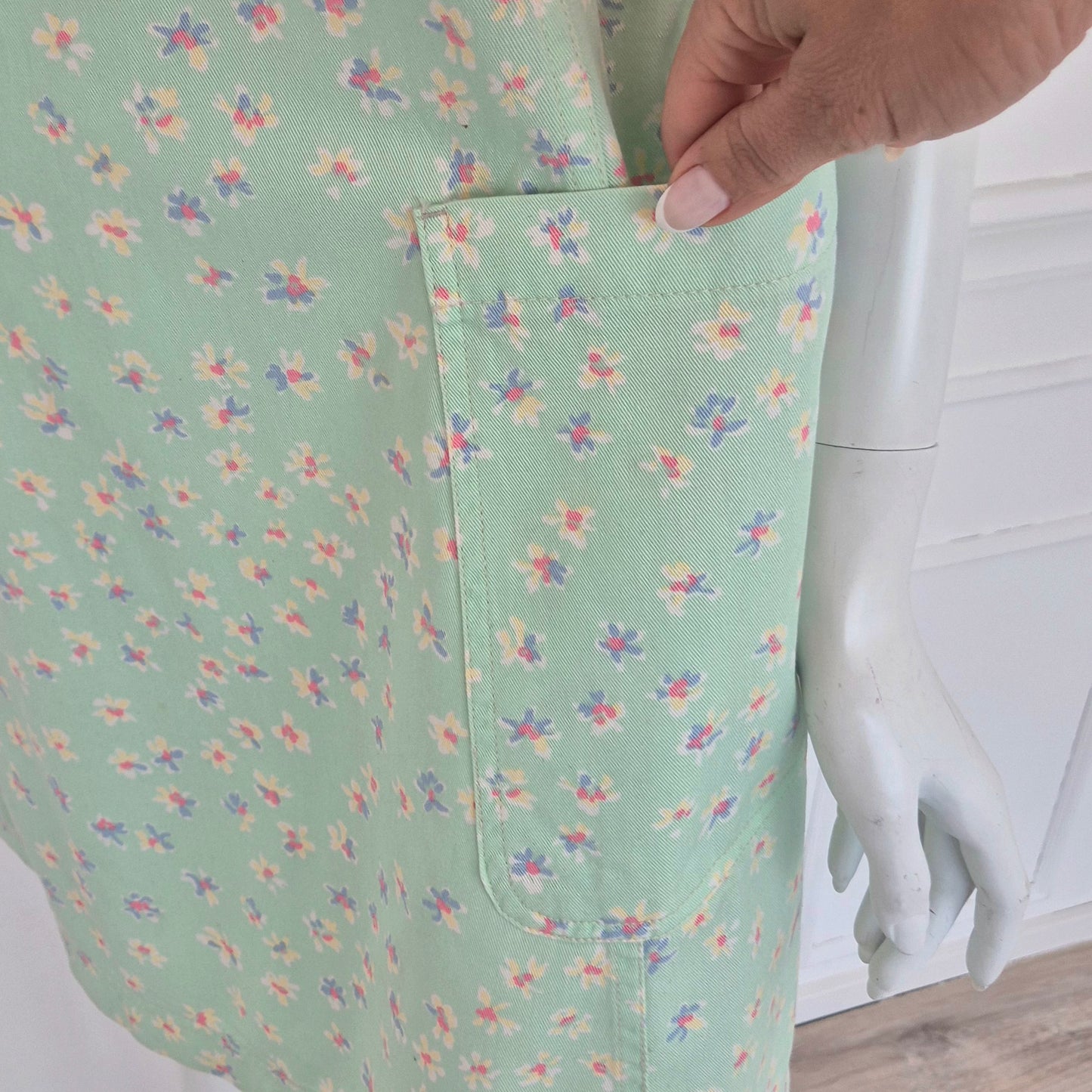 Henry Cotton's | Abito salopette denim turchese fiori