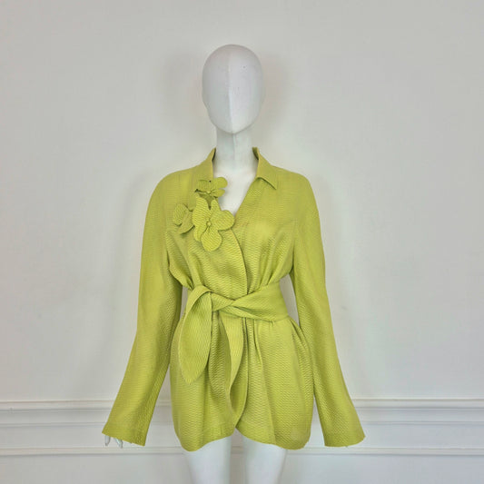 Thierry Mugler | Giacca verde acido fiori applicati