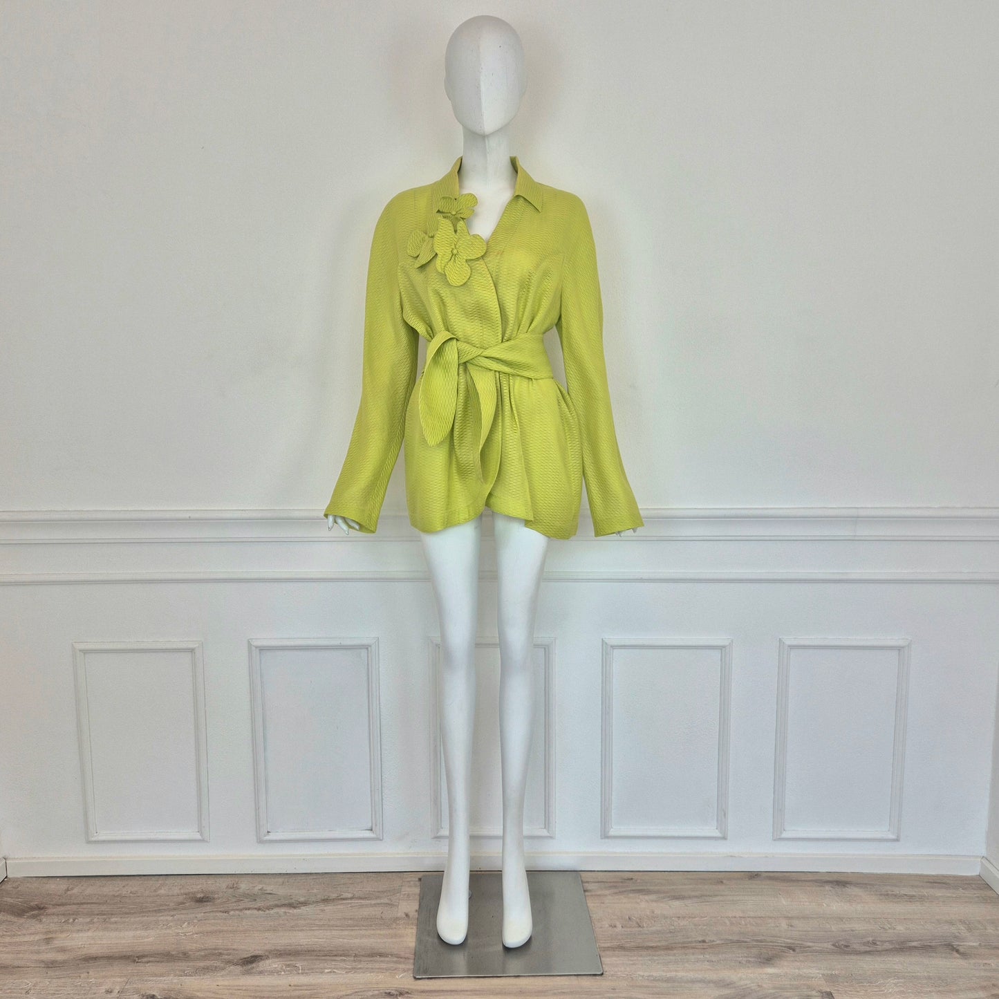 Thierry Mugler | Giacca verde acido fiori applicati