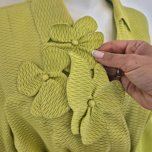 Thierry Mugler | Giacca verde acido fiori applicati