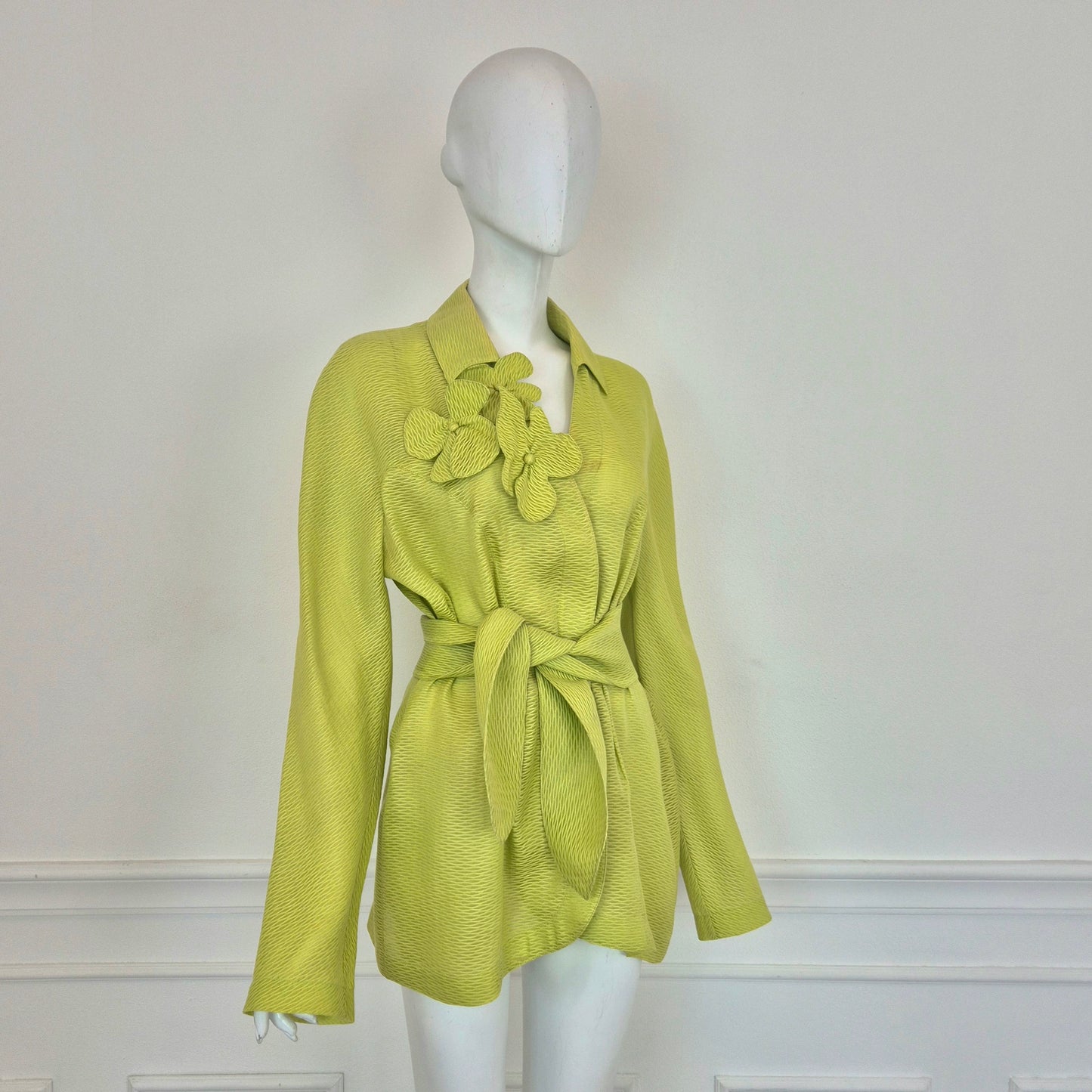 Thierry Mugler | Giacca verde acido fiori applicati
