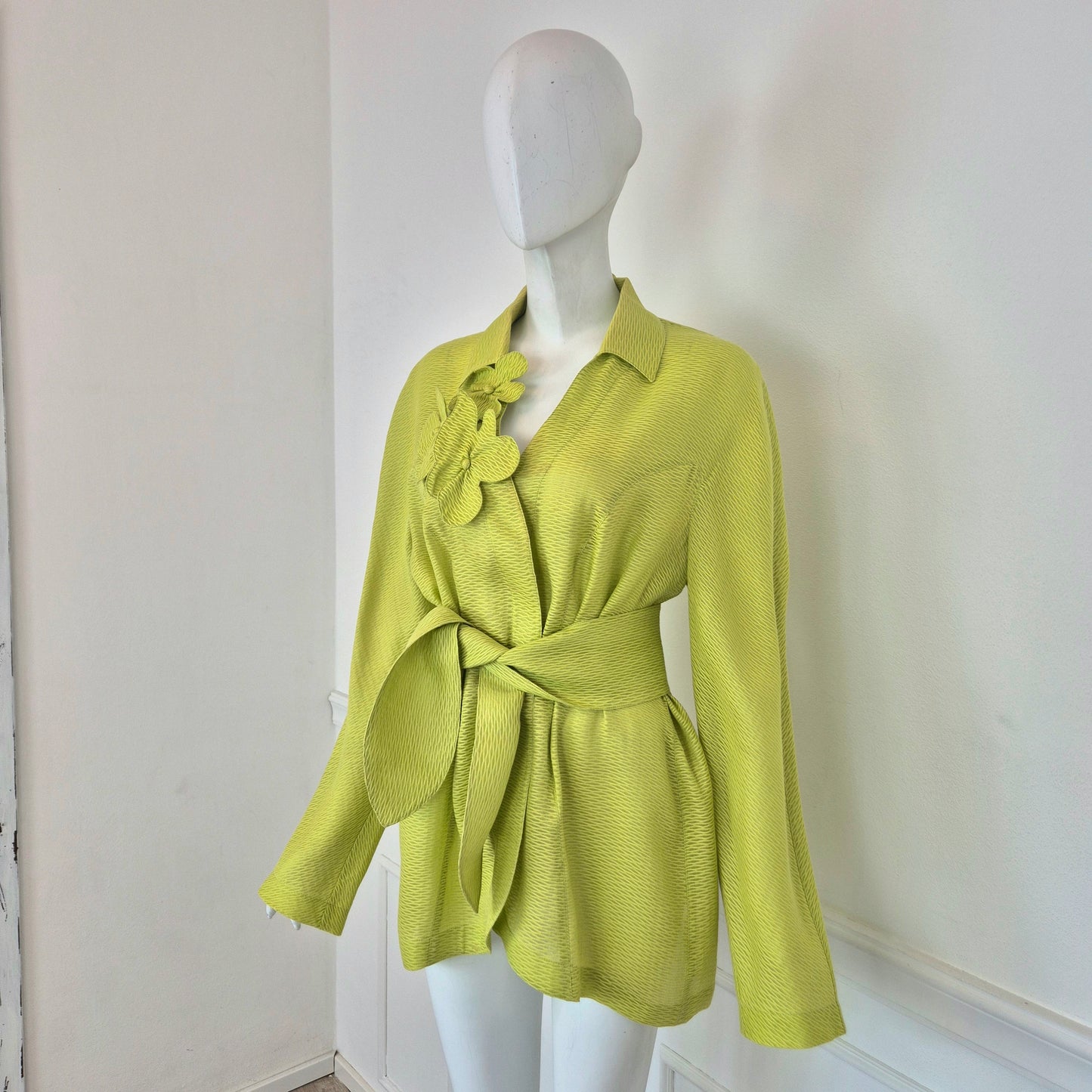 Thierry Mugler | Giacca verde acido fiori applicati