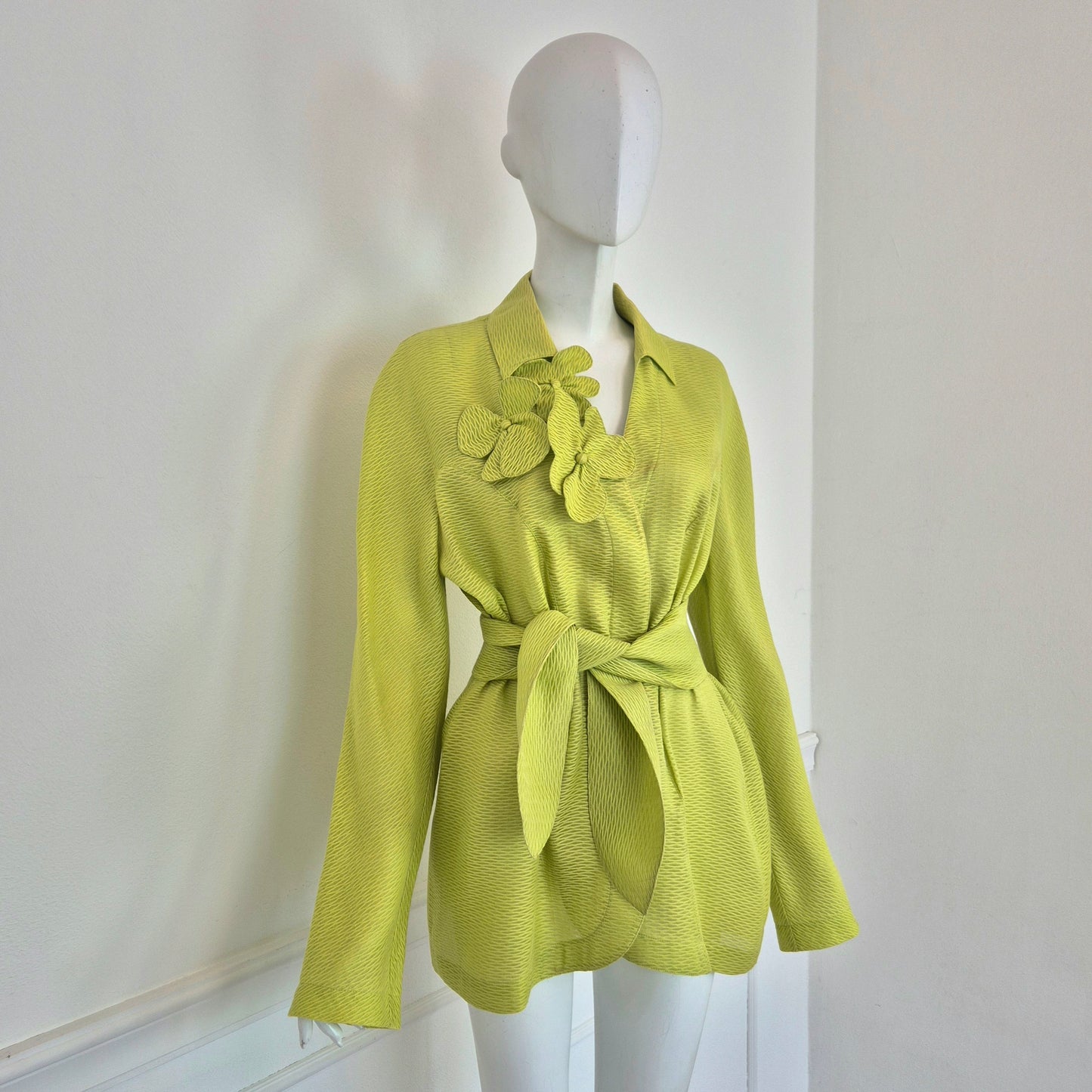 Thierry Mugler | Giacca verde acido fiori applicati