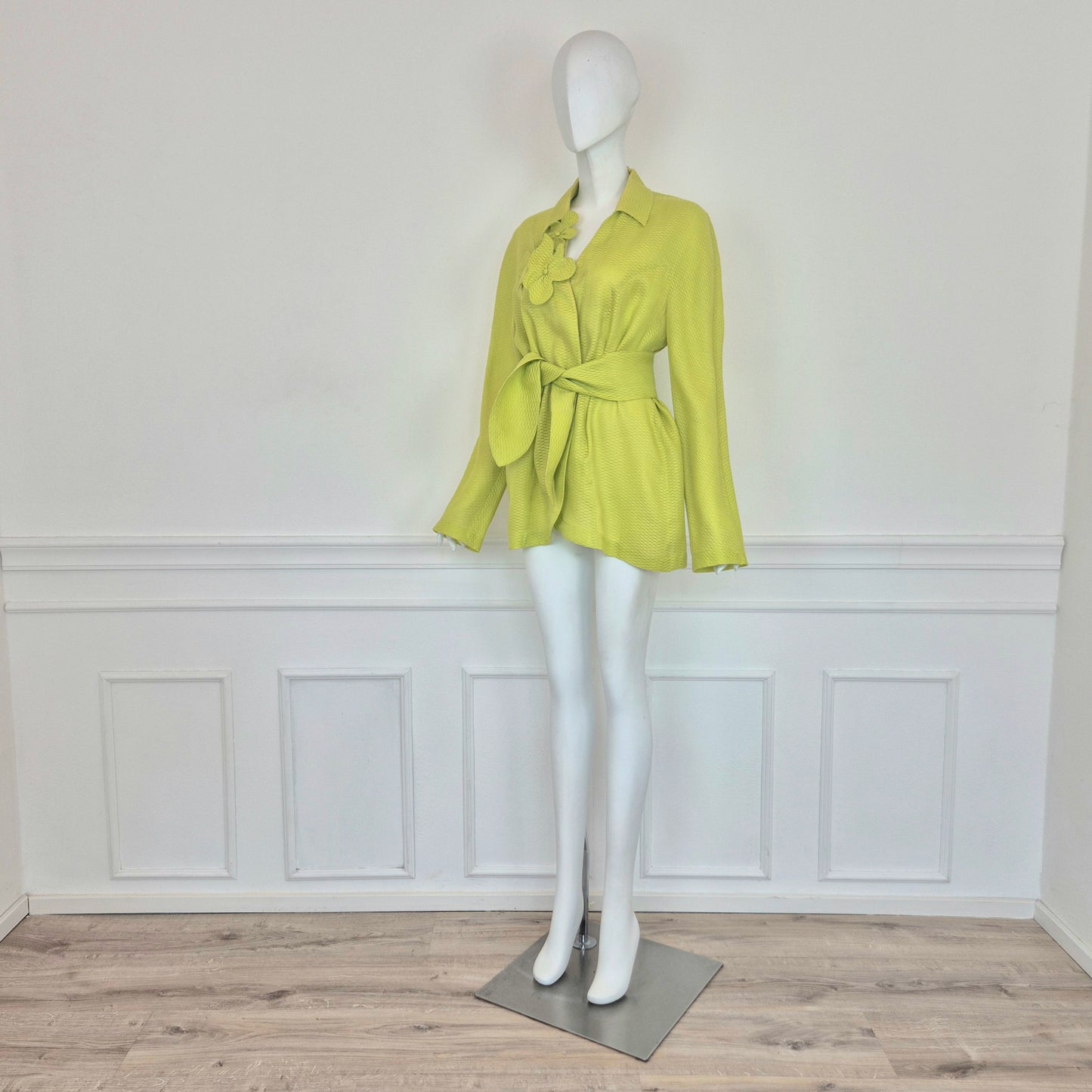 Thierry Mugler | Giacca verde acido fiori applicati