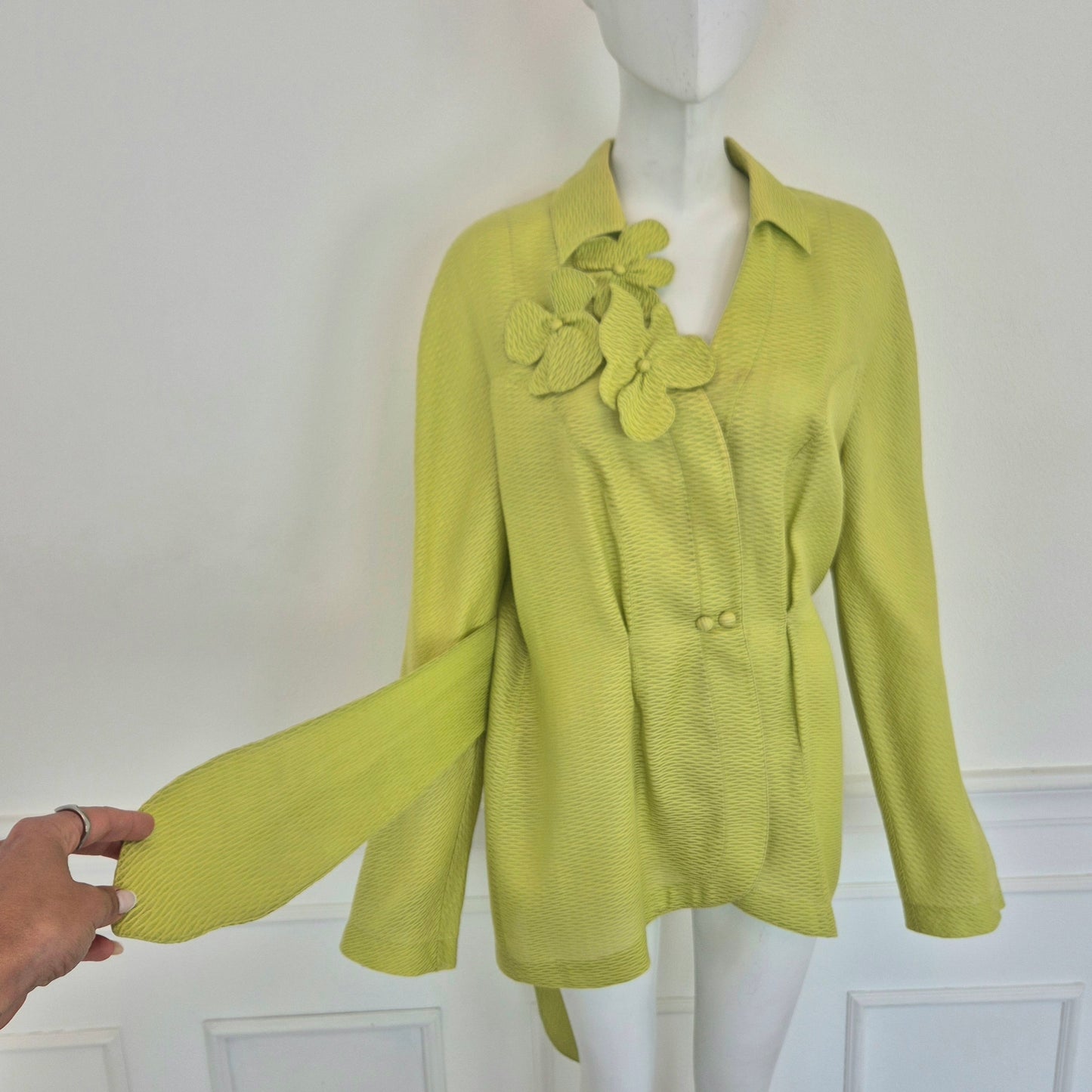Thierry Mugler | Giacca verde acido fiori applicati