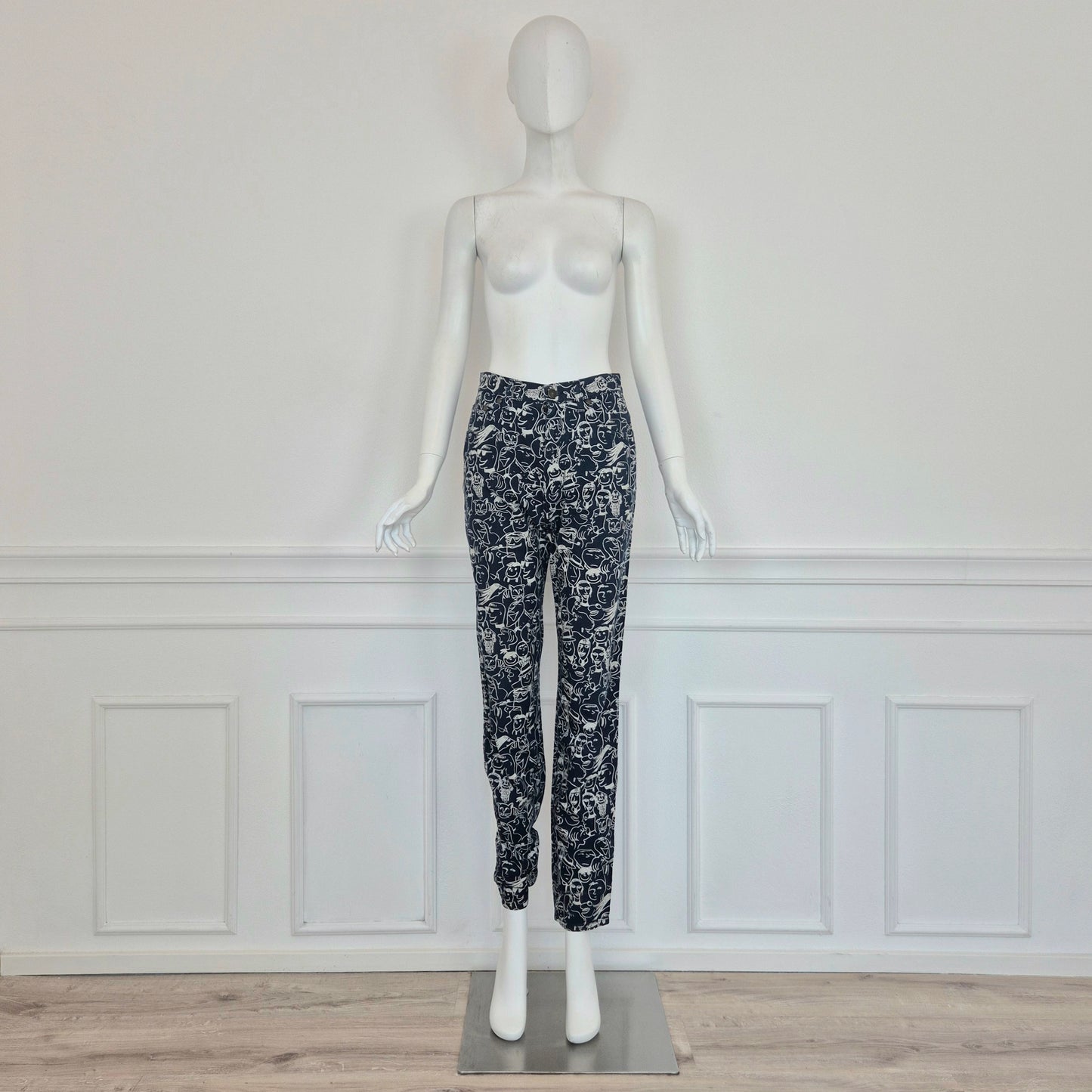 Moschino | Pantaloni blu "facce"