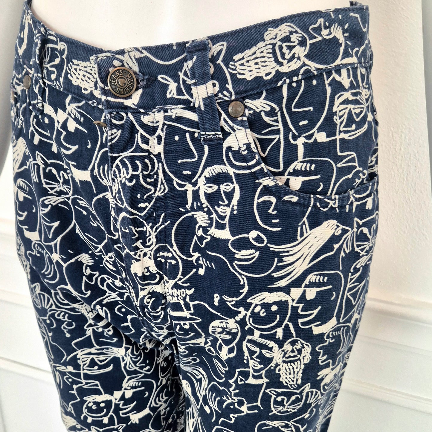 Moschino | Pantaloni blu "facce"