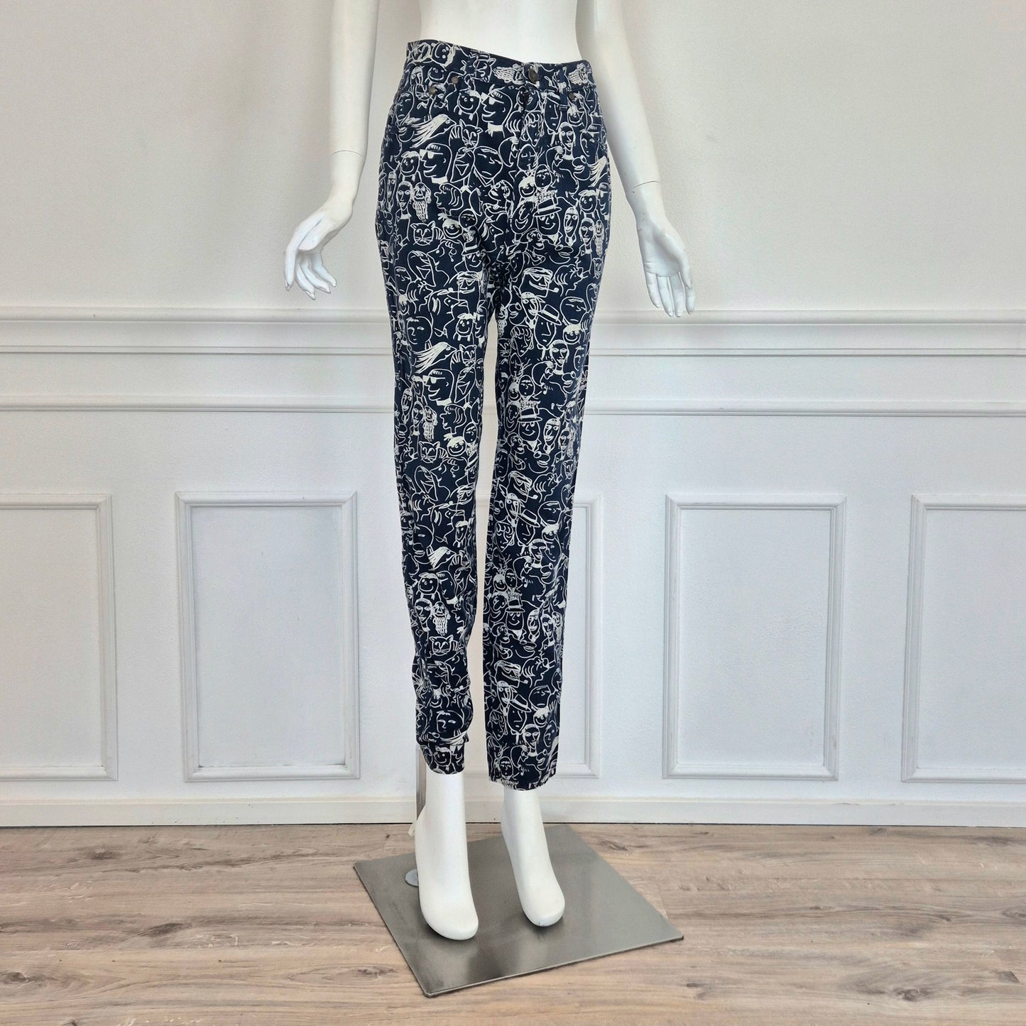Moschino | Pantaloni blu "facce"