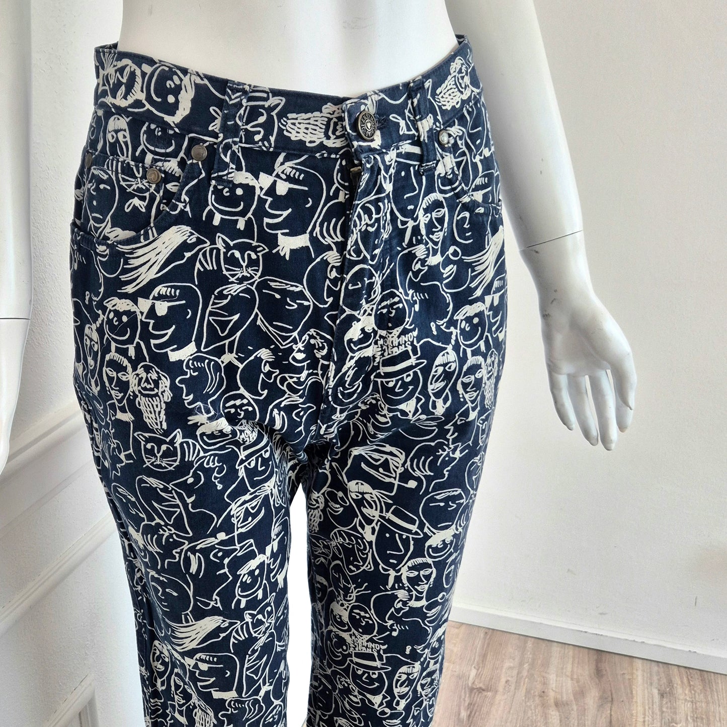 Moschino | Pantaloni blu "facce"