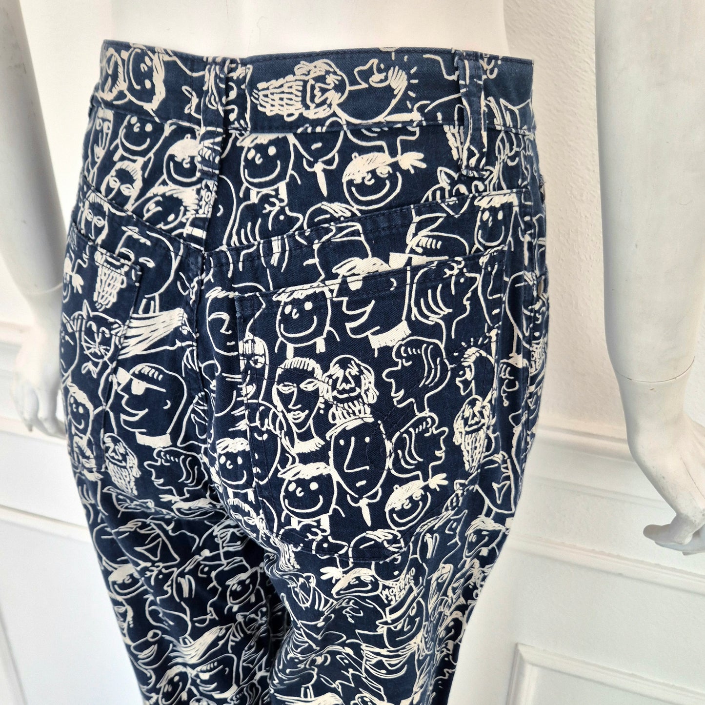 Moschino | Pantaloni blu "facce"