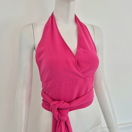 Celine | Top con frange in seta rosa