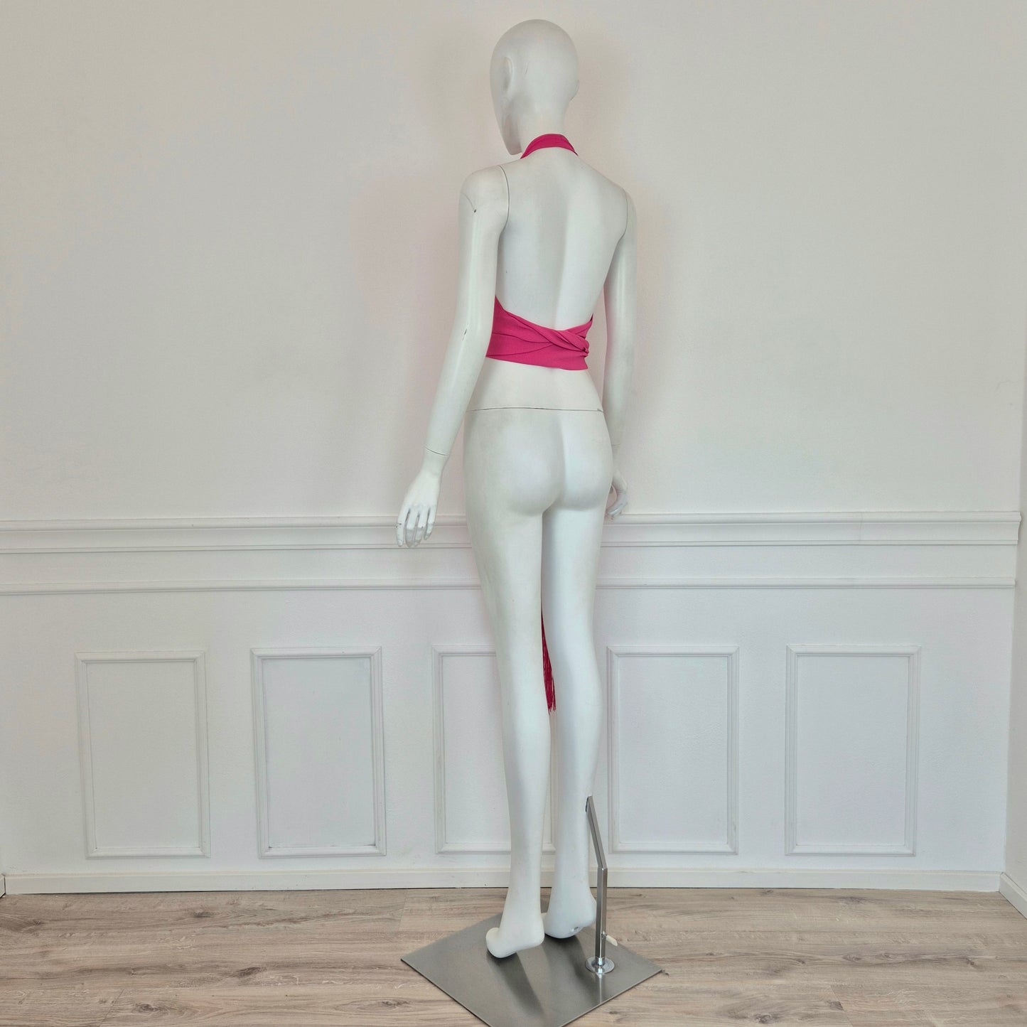 Celine | Top con frange in seta rosa