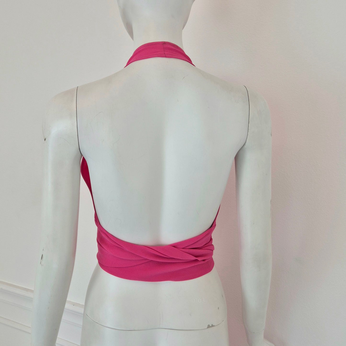 Celine | Top con frange in seta rosa