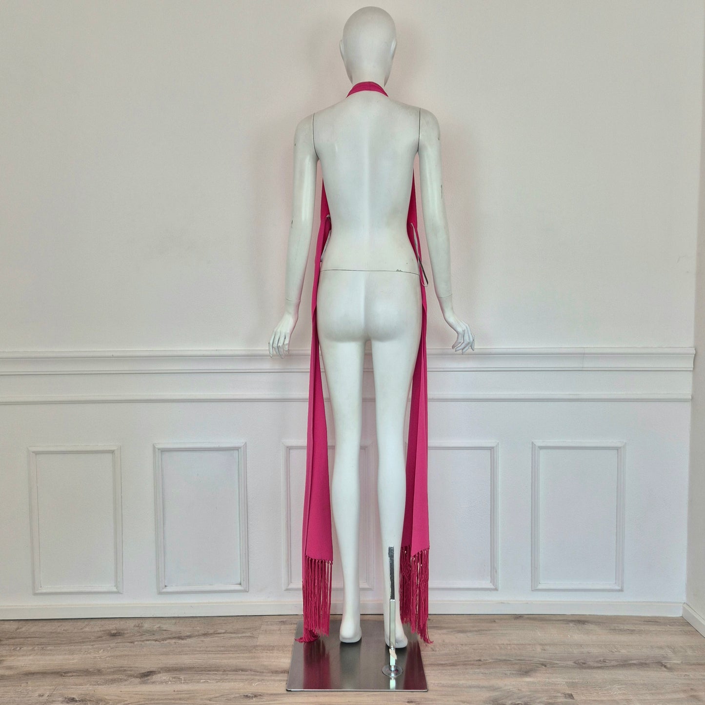 Celine | Top con frange in seta rosa